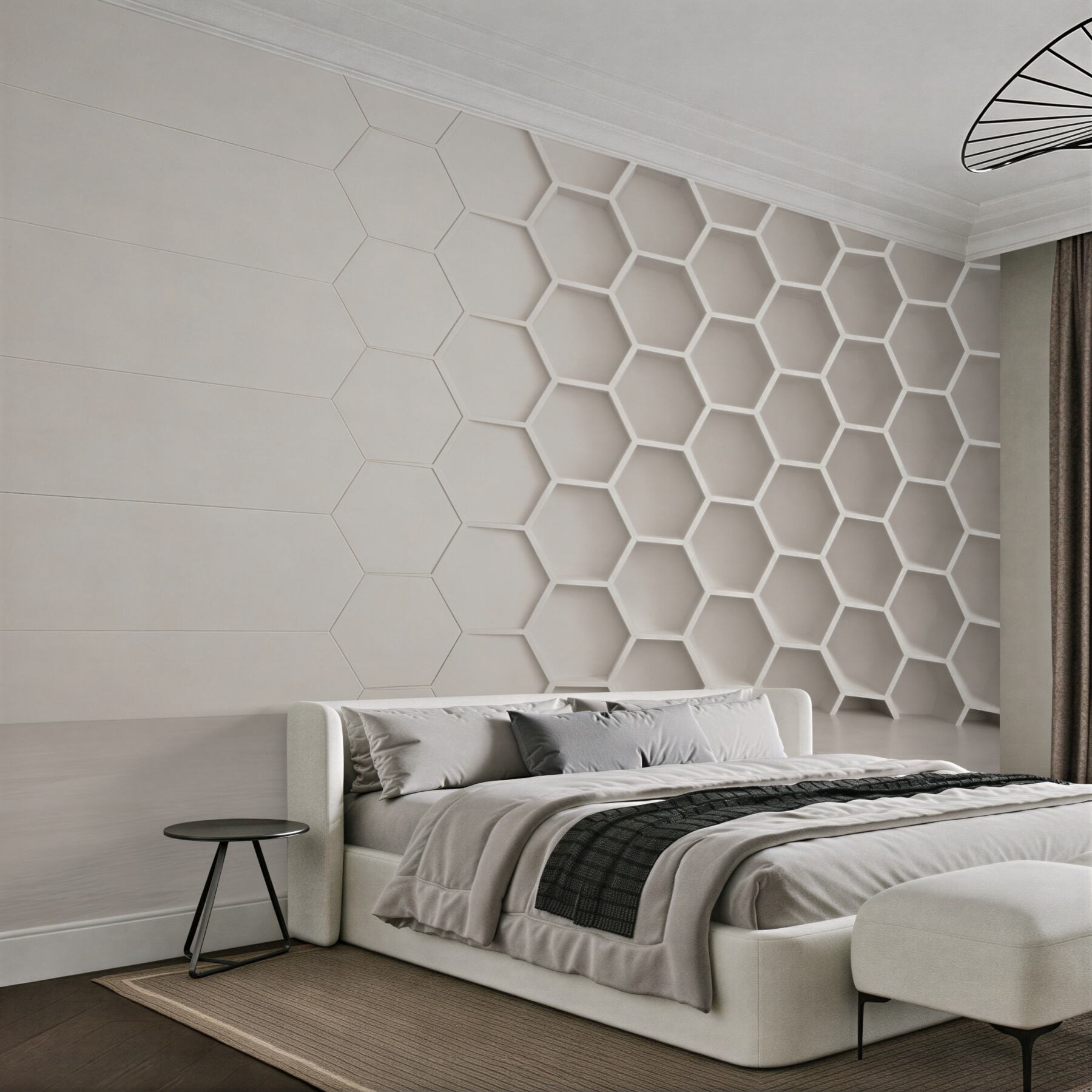 Fototapeta plaster miodu biała geometryczna nowoczesna 3D