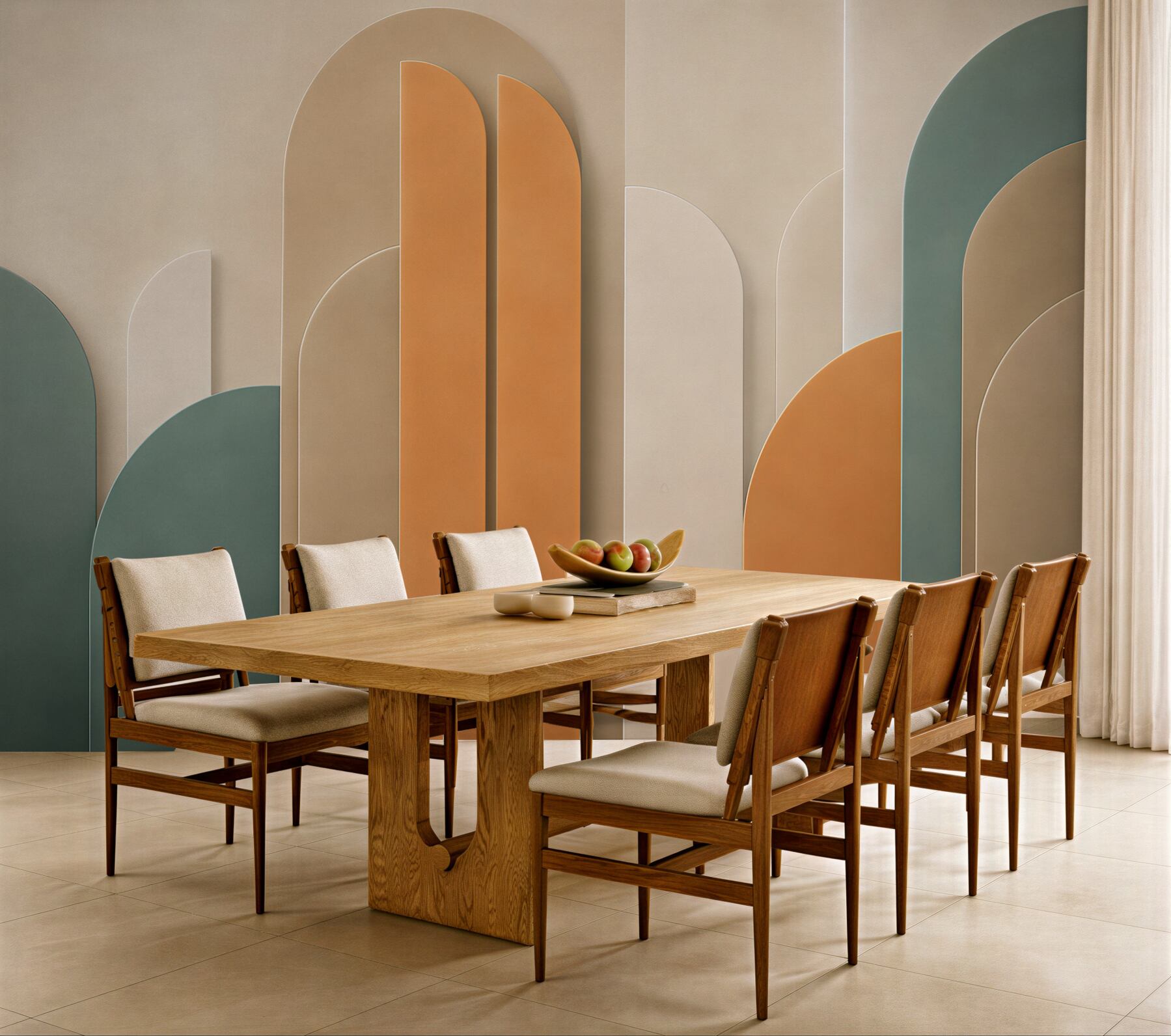 Fototapeta geometryczne łuki beżowo zielone w stylu art déco?v23