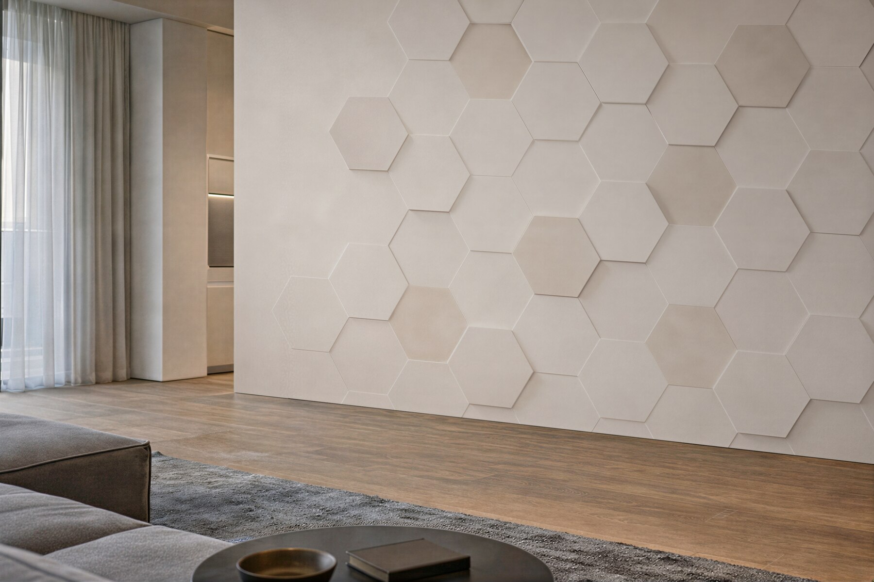Fototapeta geometryczne heksagony beżowe nowoczesny efekt 3D?v23