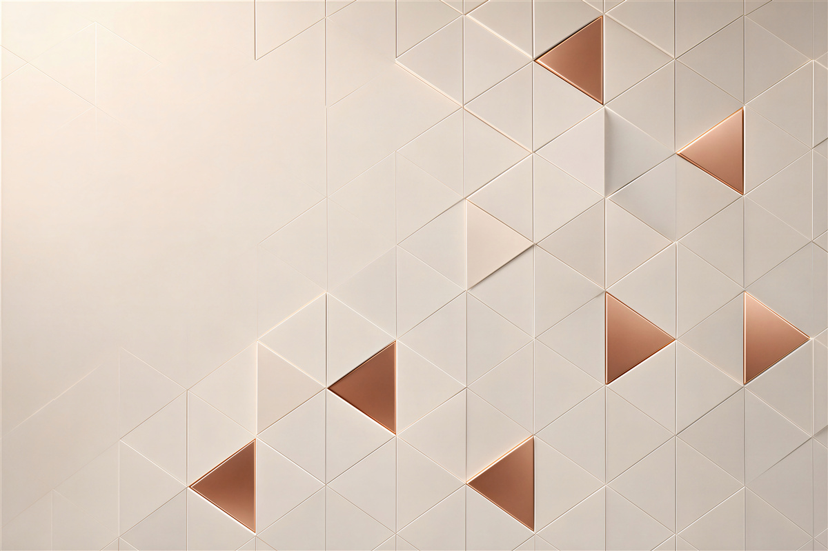 Fototapeta geometryczne trójkąty beżowe z miedzianymi akcentami 3D