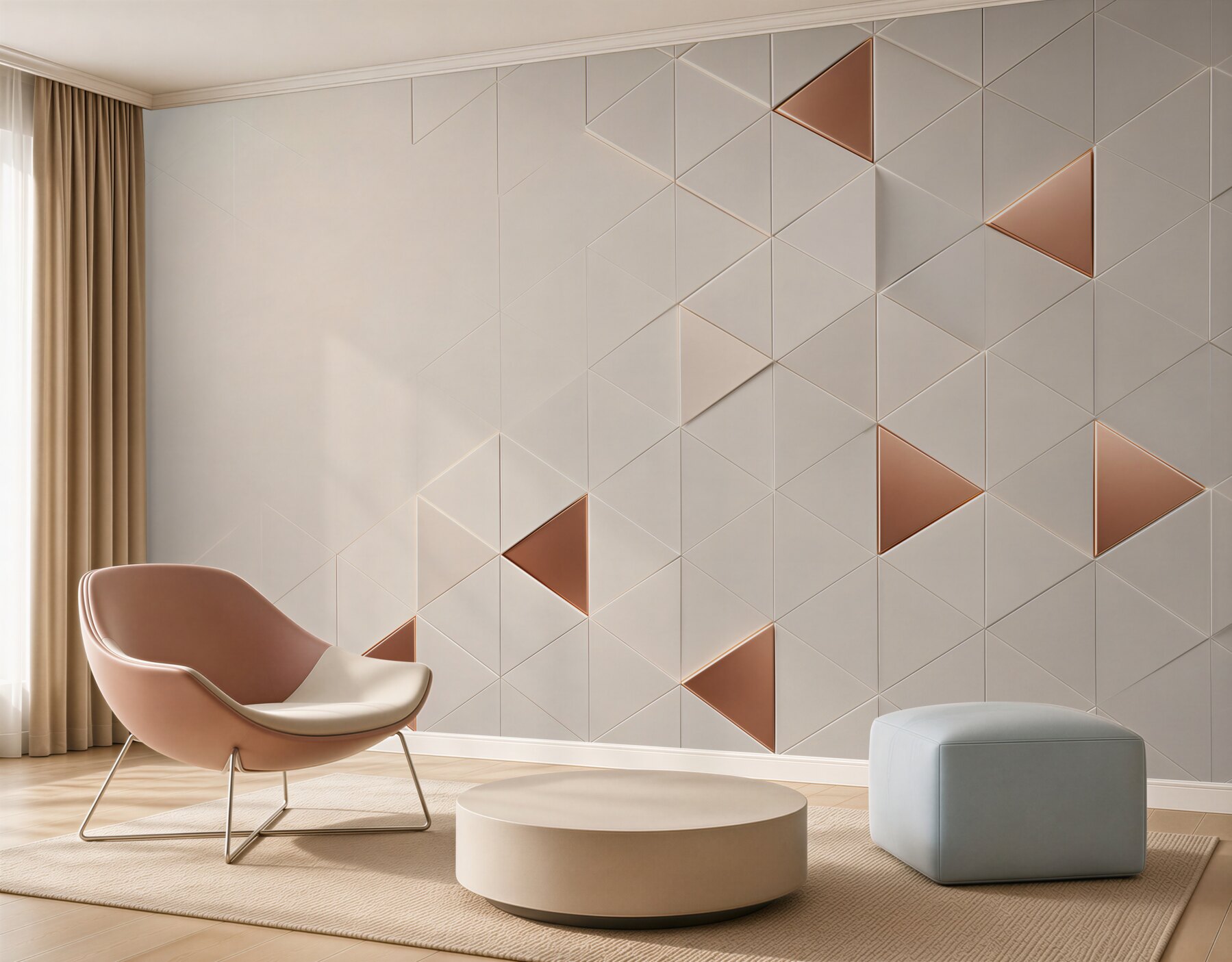 Fototapeta geometryczne trójkąty beżowe z miedzianymi akcentami 3D?v23