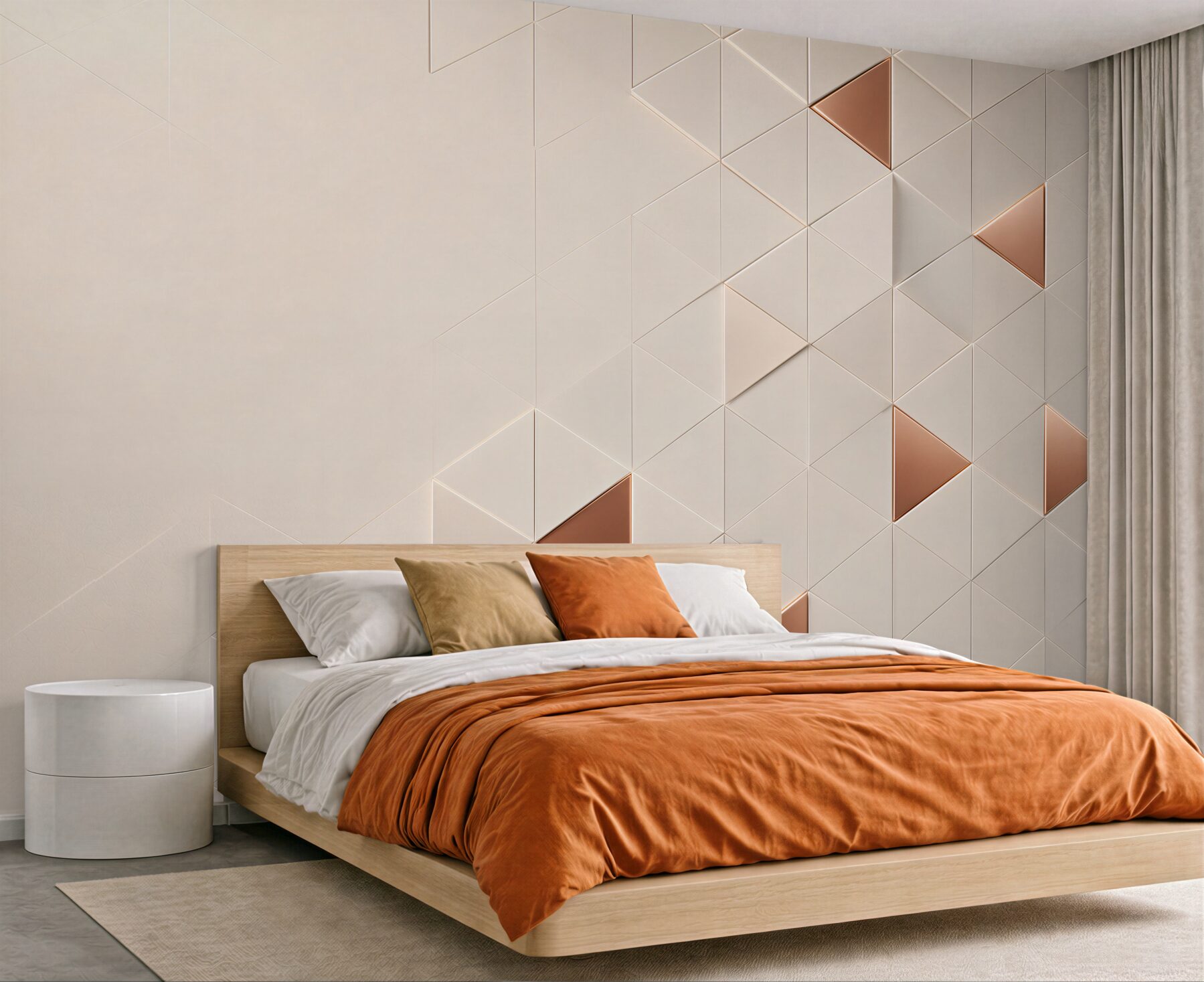 Fototapeta geometryczne trójkąty beżowe z miedzianymi akcentami 3D?v23