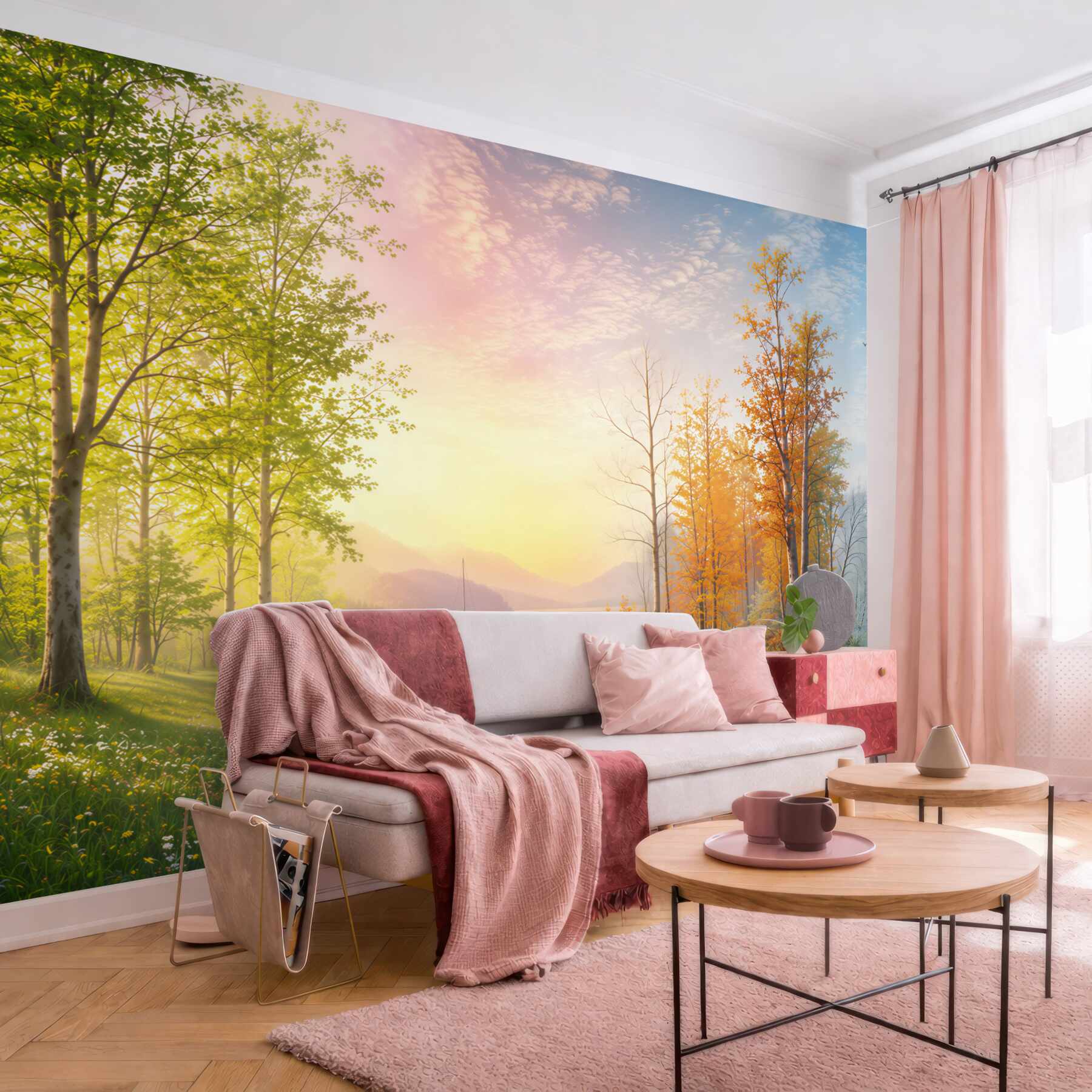 Fototapeta las nad jeziorem cztery pory roku o wschodzie słońca?v23