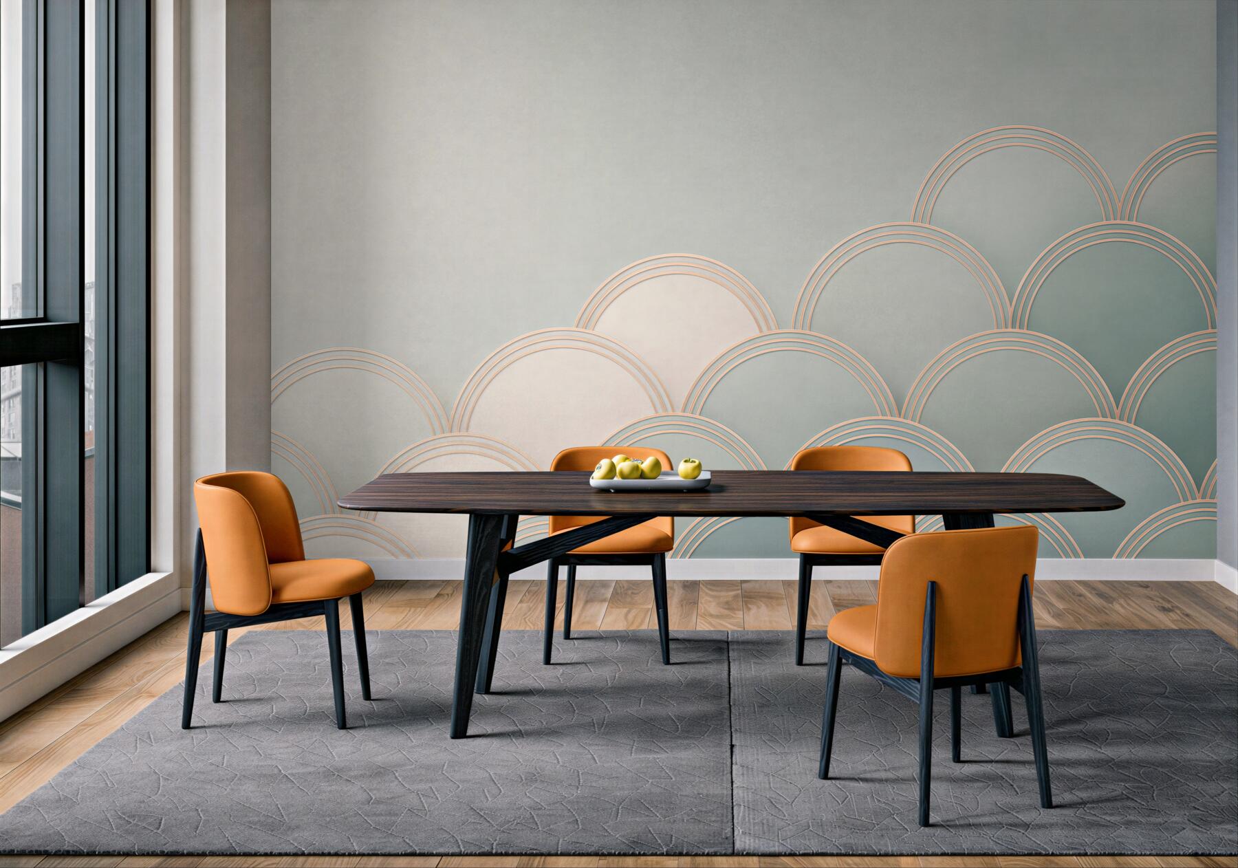 Fototapeta geometryczne łuki pastelowe beżowo niebieskie art déco?v23