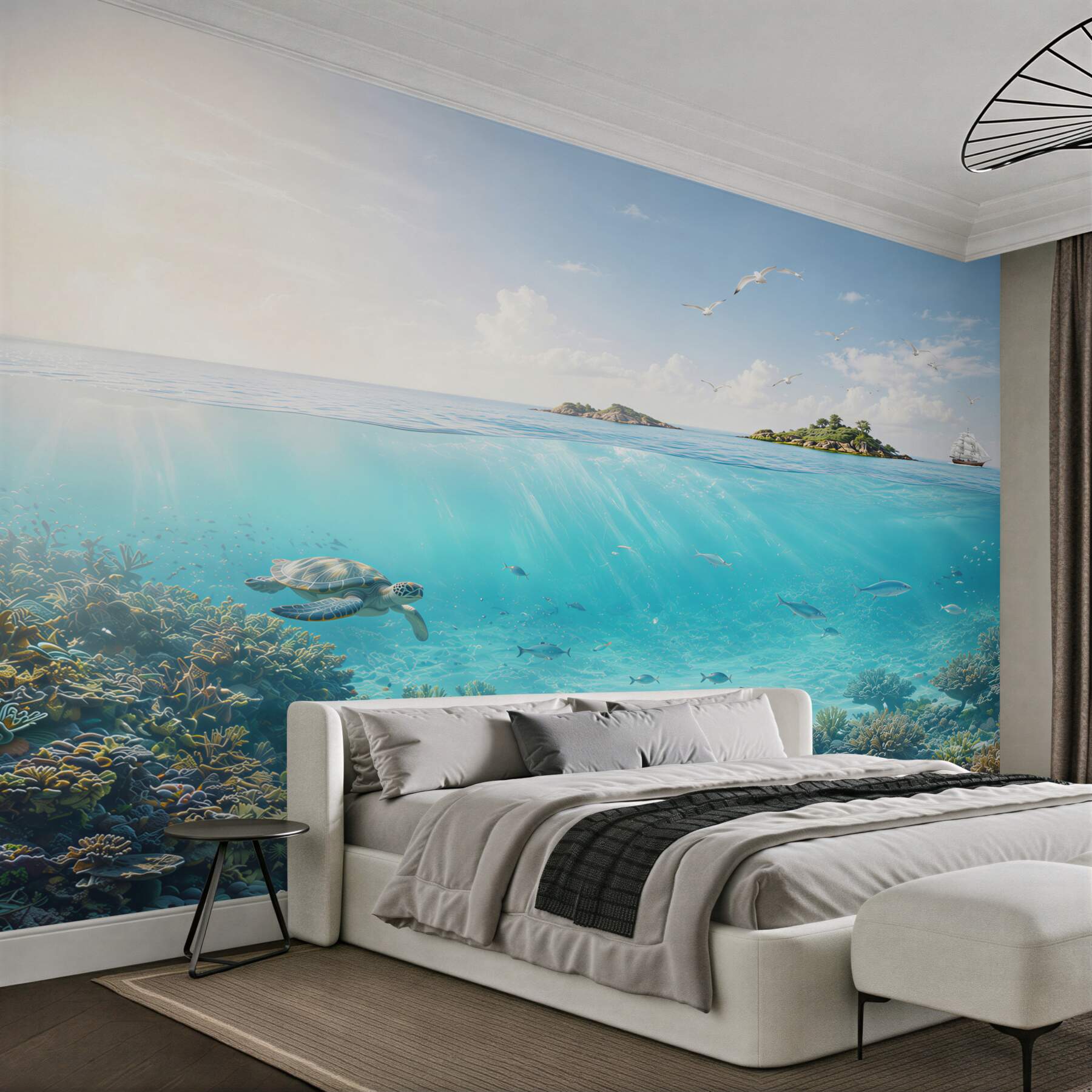 Fototapeta podwodny świat z żółwiem i rafą koralową w błękitnym oceanie?v23