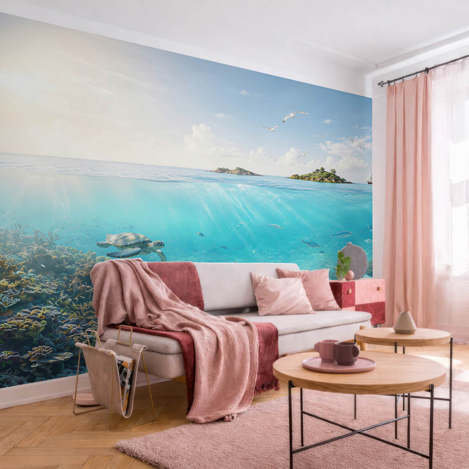 Fototapeta podwodny świat z żółwiem i rafą koralową w błękitnym oceanie?v23