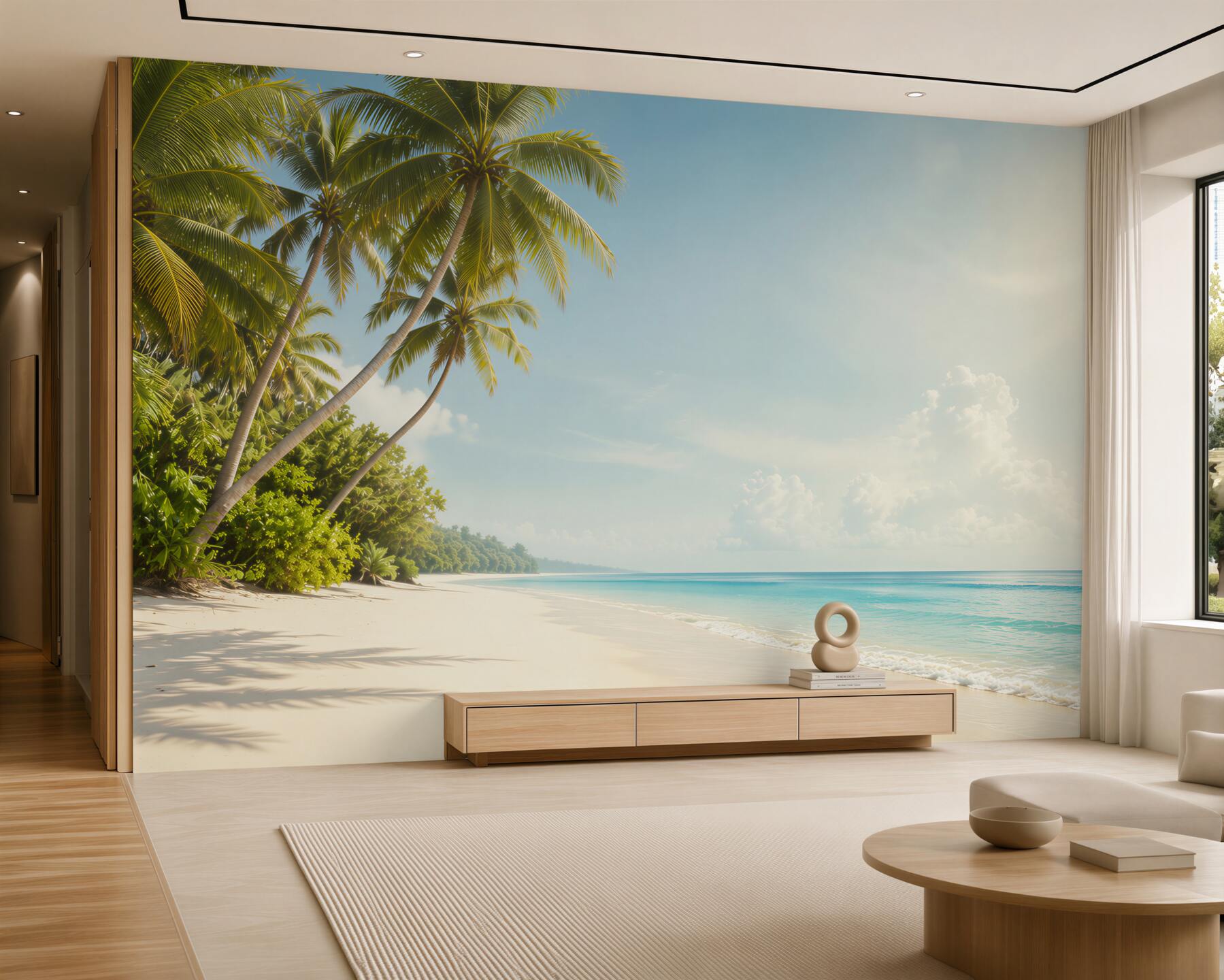 Fototapeta tropikalna plaża z palmami i turkusowym morzem?v23