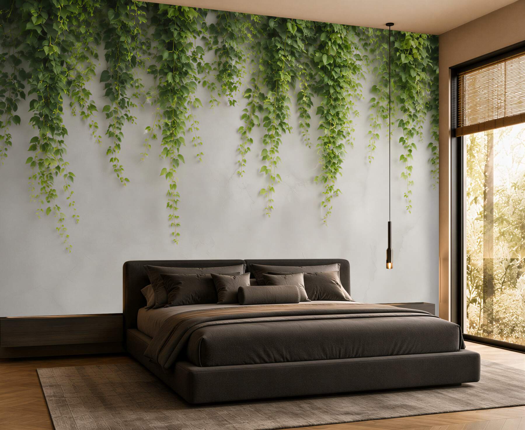 Fototapeta zielone pnącza na jasnej ścianie w naturalnym stylu?v23