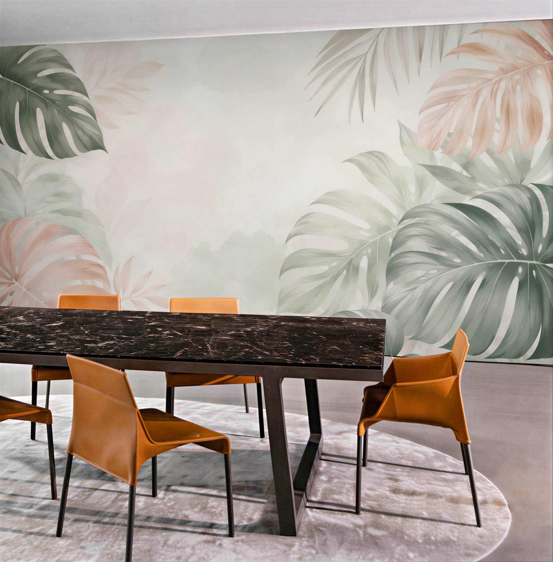 Fototapeta liście monstera pastelowe beżowo zielone w stylu tropical?v23