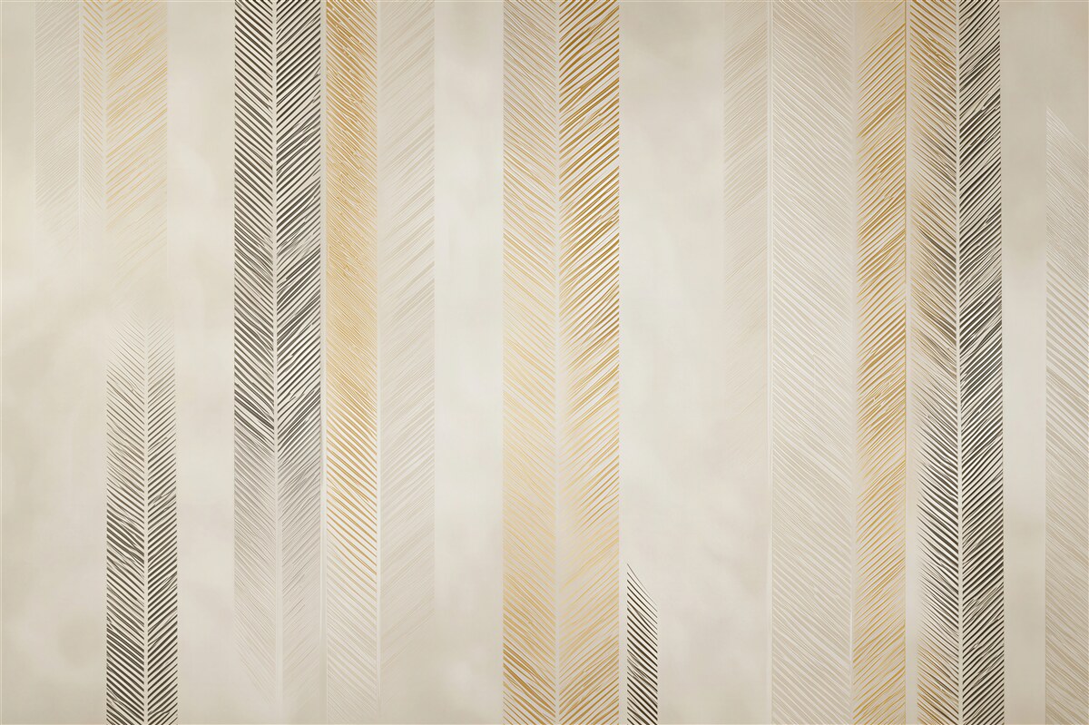 Fototapeta geometryczne pióra w pionowe pasy beżowo złote nowoczesne