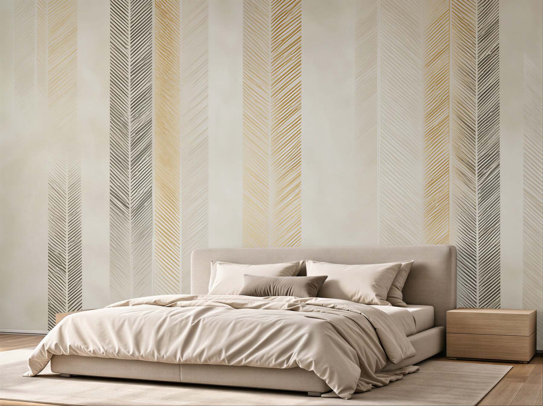 Fototapeta geometryczne pióra w pionowe pasy beżowo złote nowoczesne?v23