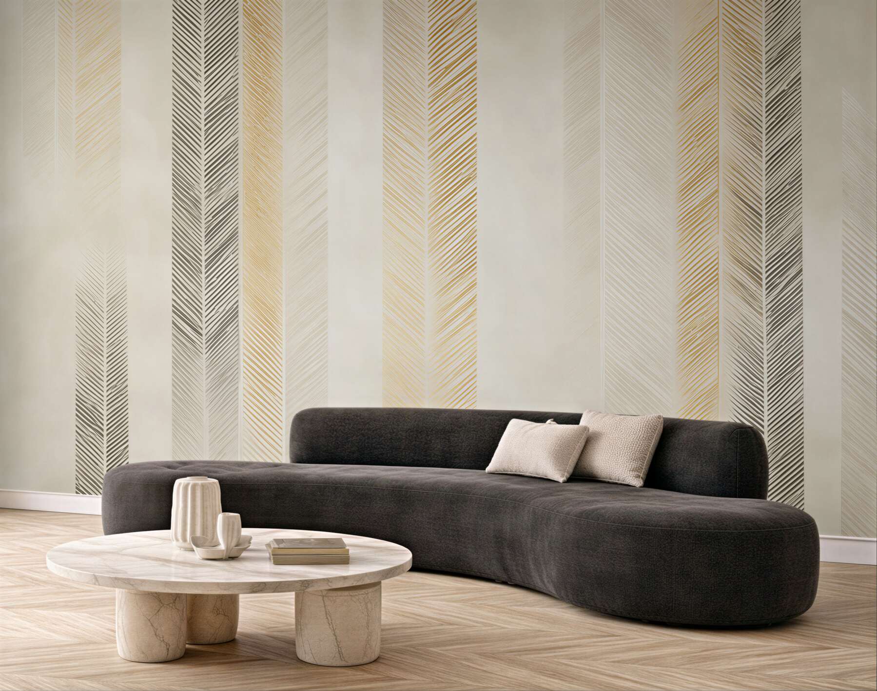 Fototapeta geometryczne pióra w pionowe pasy beżowo złote nowoczesne?v23