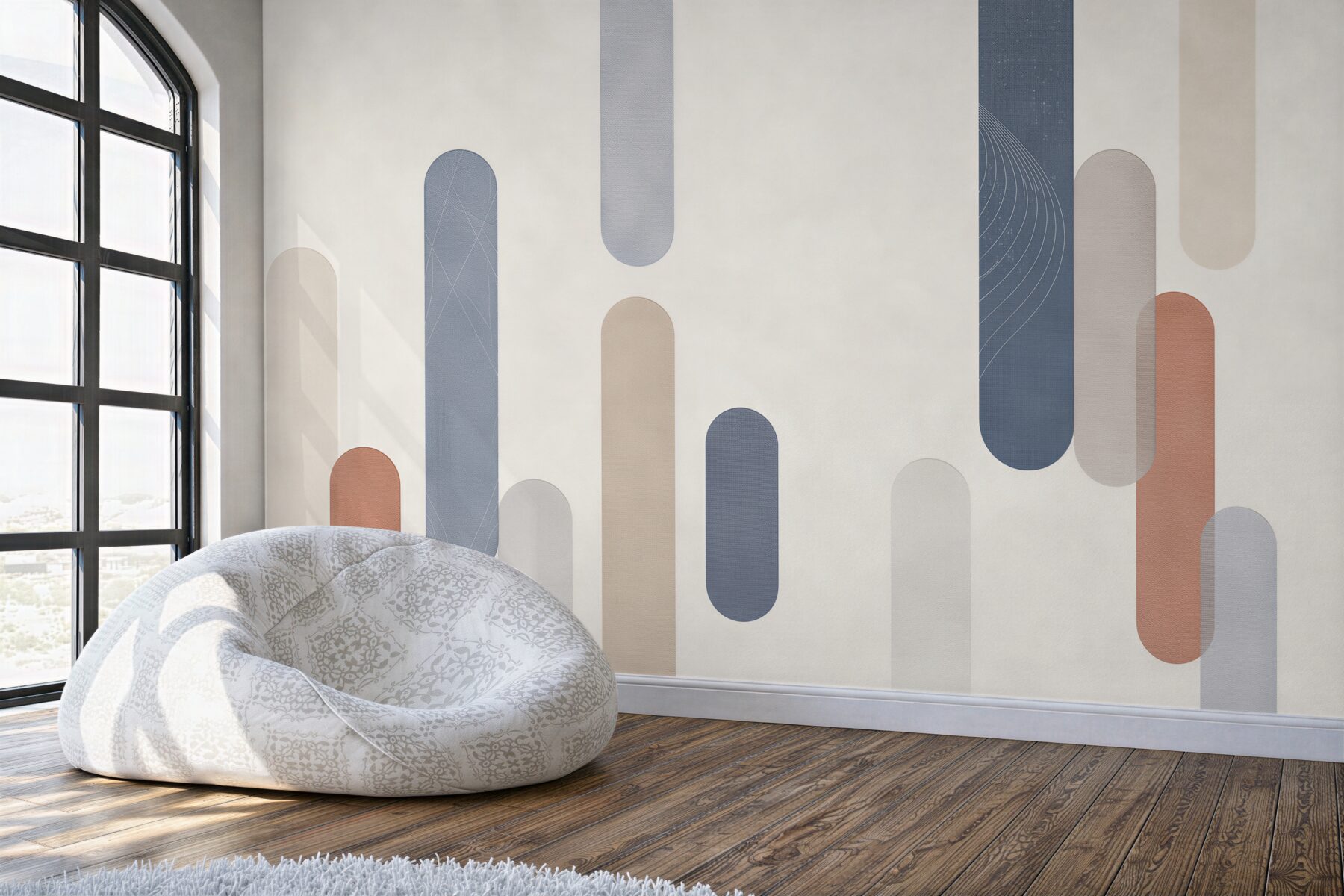 Fototapeta geometryczne pasy pastelowe beżowo niebieskie nowoczesna?v23