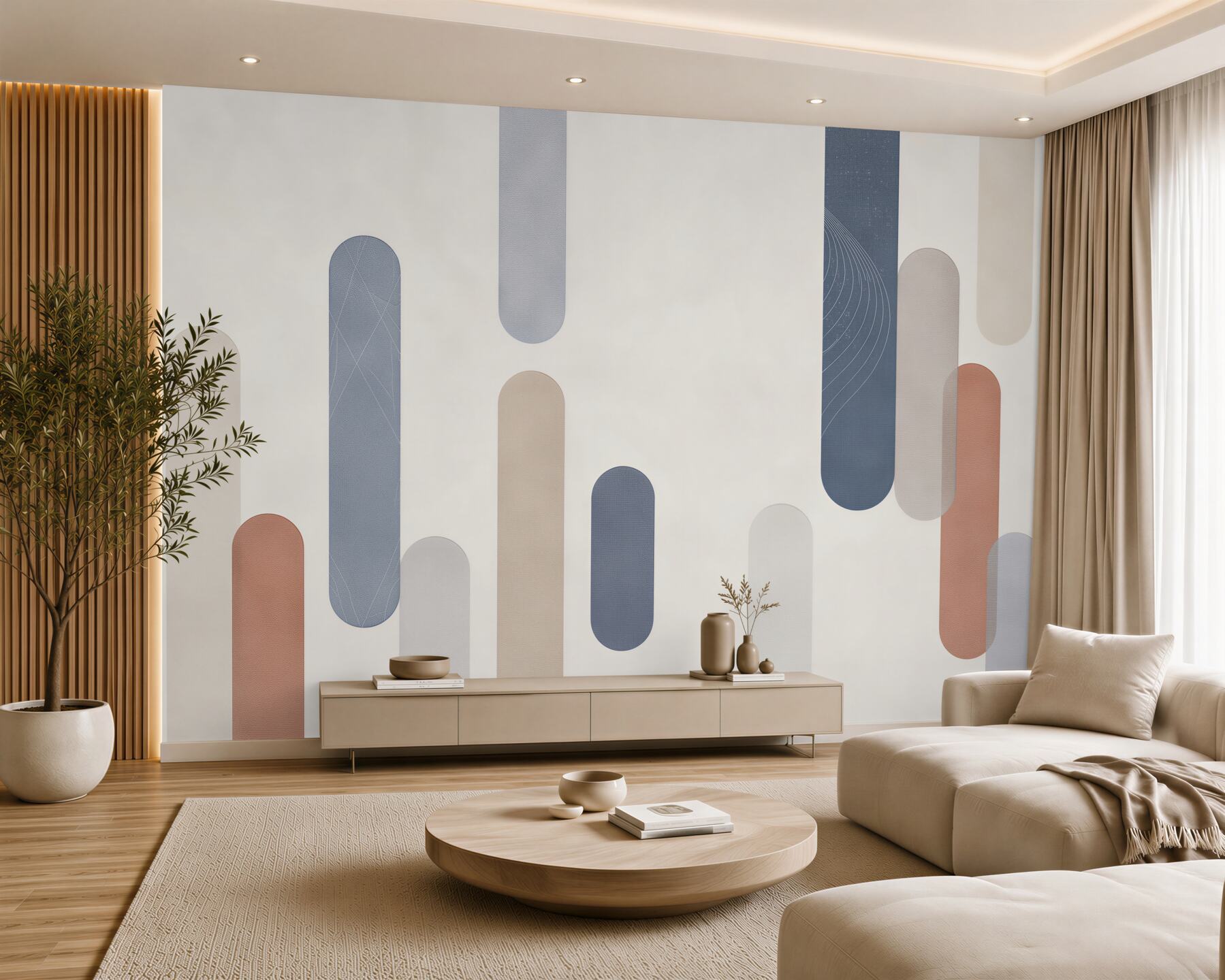 Fototapeta geometryczne pasy pastelowe beżowo niebieskie nowoczesna?v23