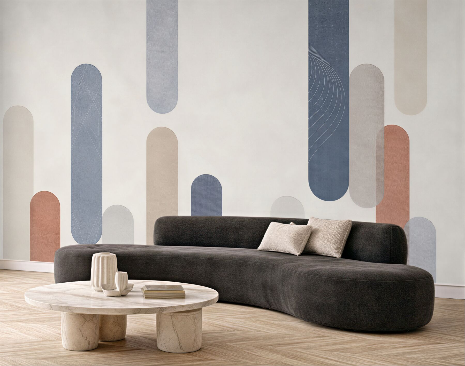 Fototapeta geometryczne pasy pastelowe beżowo niebieskie nowoczesna?v23