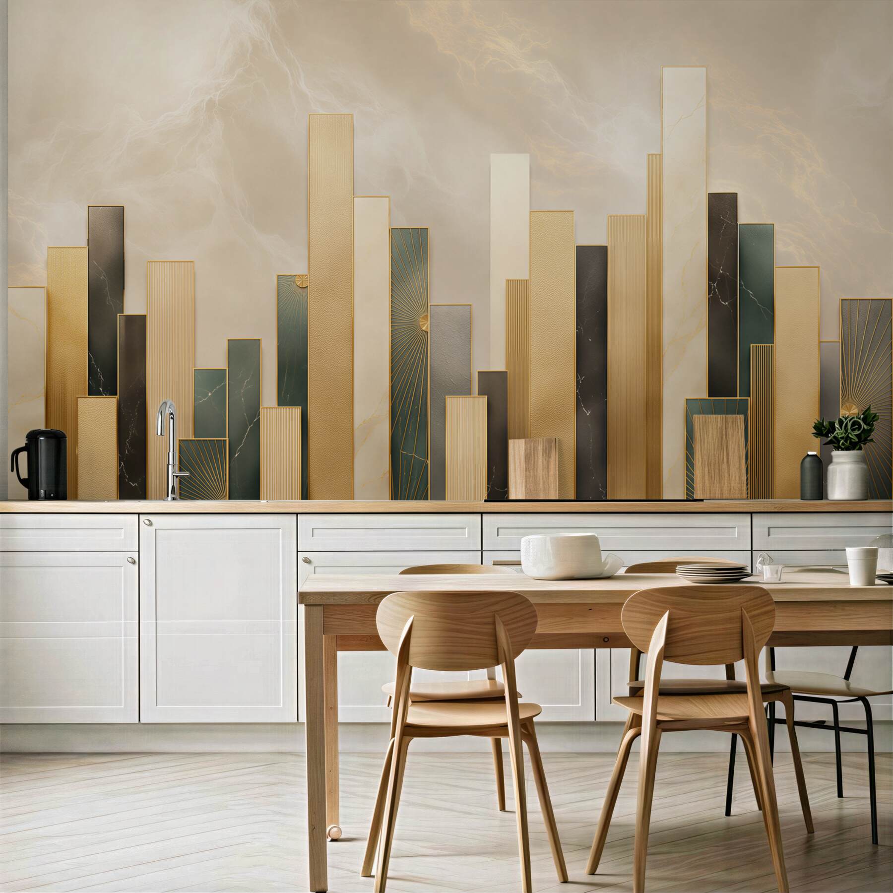 Fototapeta geometryczne złote panele art deco elegancka do salonu?v23