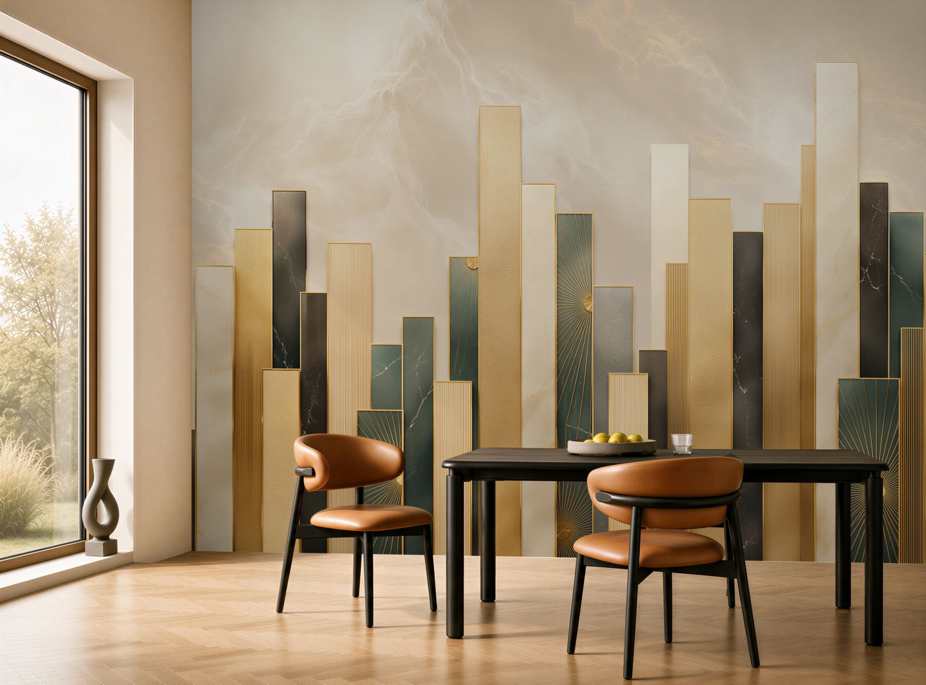 Fototapeta geometryczne złote panele art deco elegancka do salonu?v23