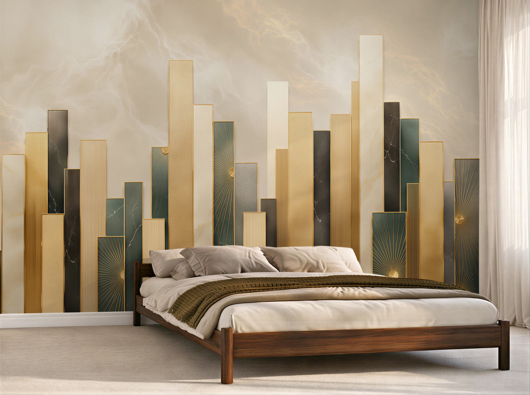 Fototapeta geometryczne złote panele art deco elegancka do salonu?v23