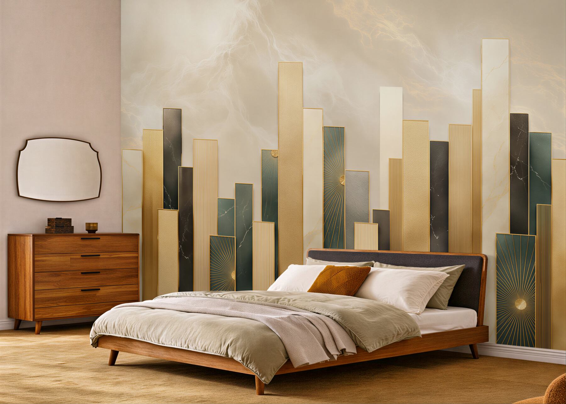 Fototapeta geometryczne złote panele art deco elegancka do salonu?v23