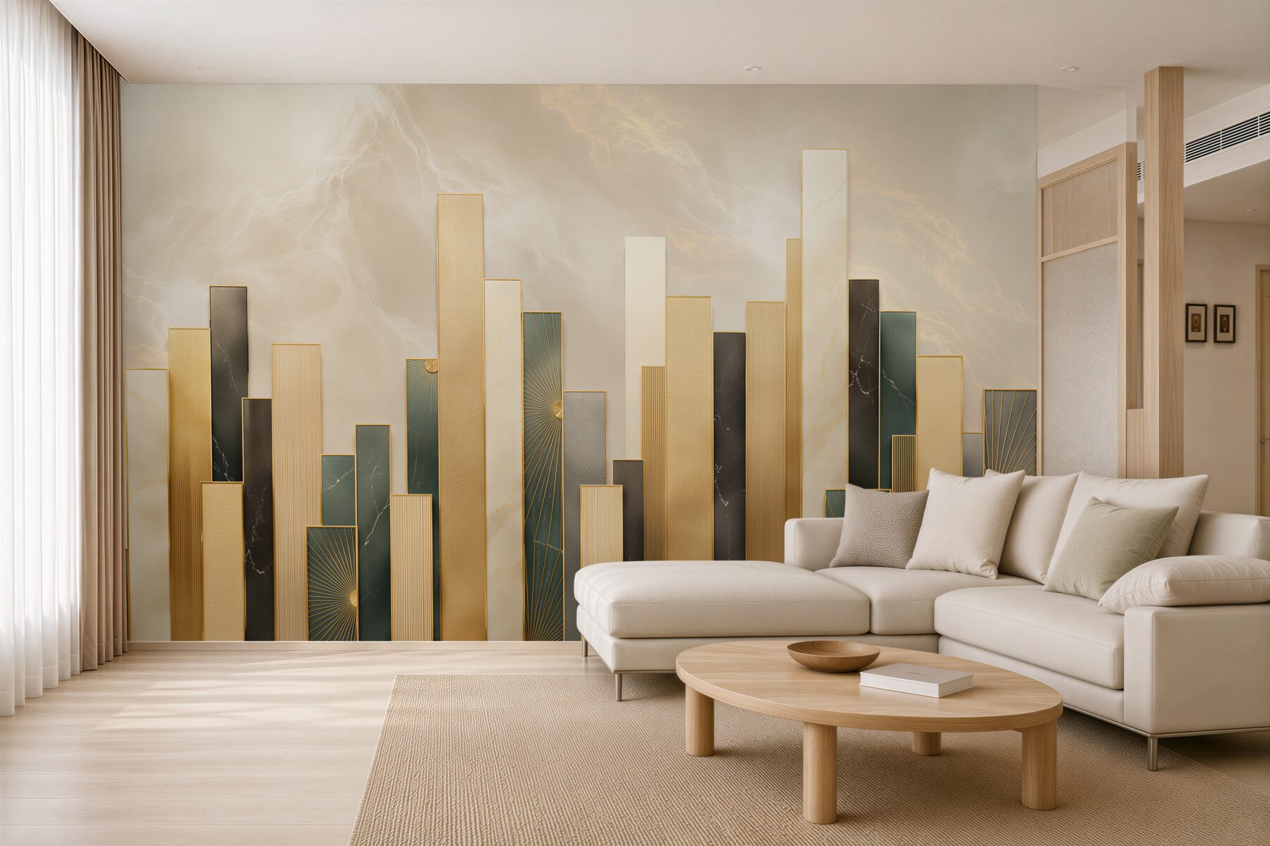 Fototapeta geometryczne złote panele art deco elegancka do salonu?v23