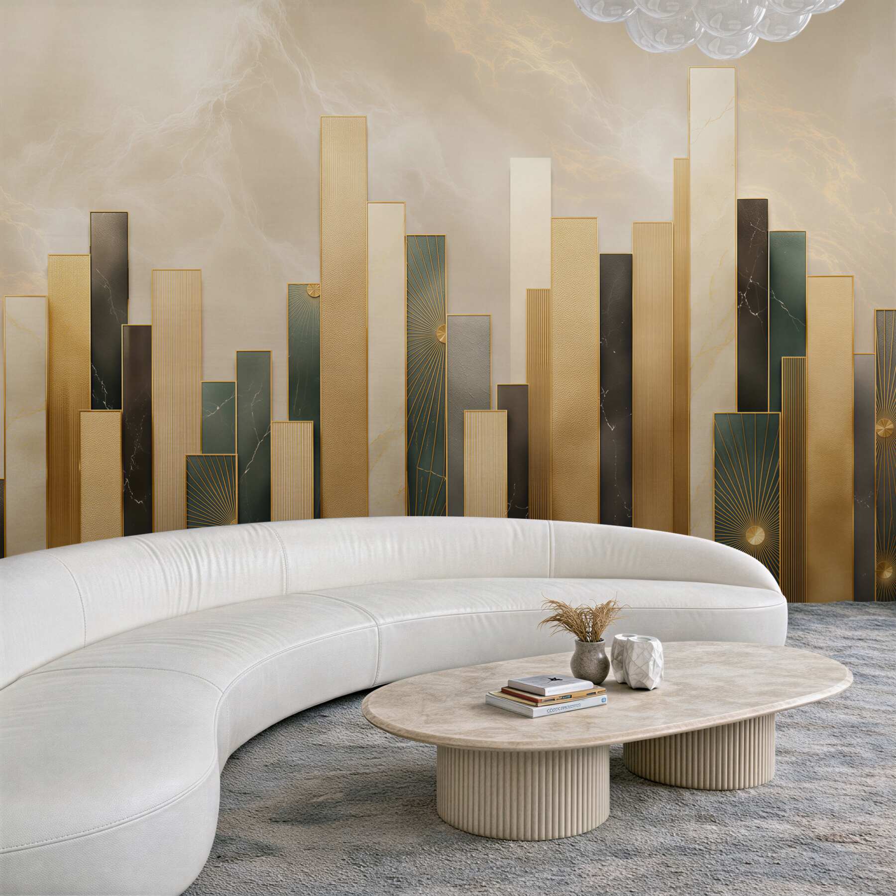 Fototapeta geometryczne złote panele art deco elegancka do salonu?v23