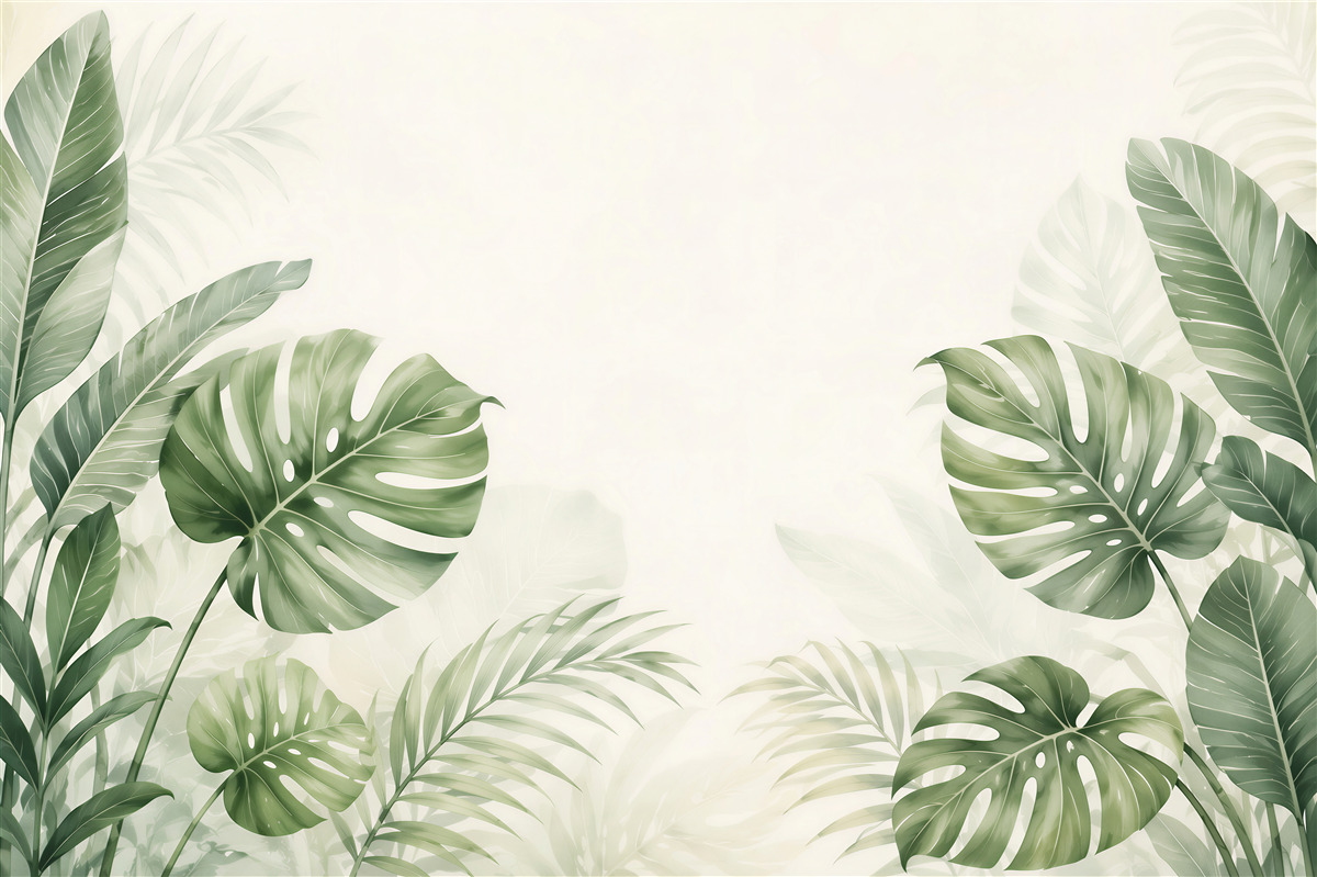 Fototapeta liście monstera i palmy zielone w stylu tropikalnym