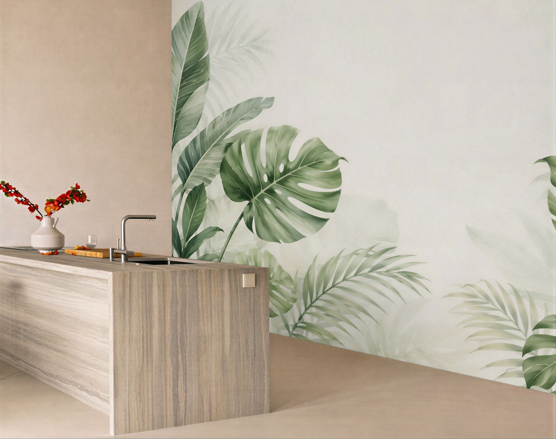 Fototapeta liście monstera i palmy zielone w stylu tropikalnym?v23