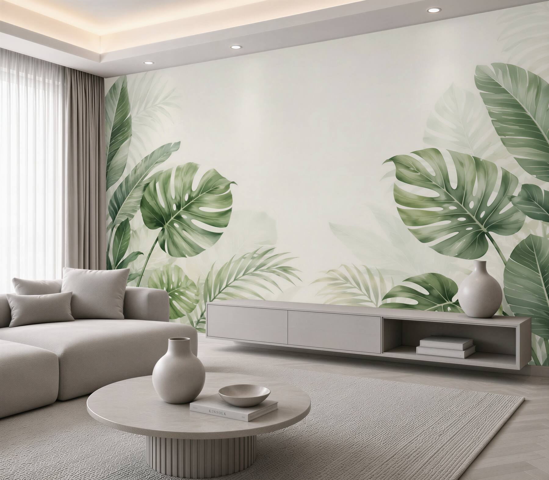 Fototapeta liście monstera i palmy zielone w stylu tropikalnym?v23