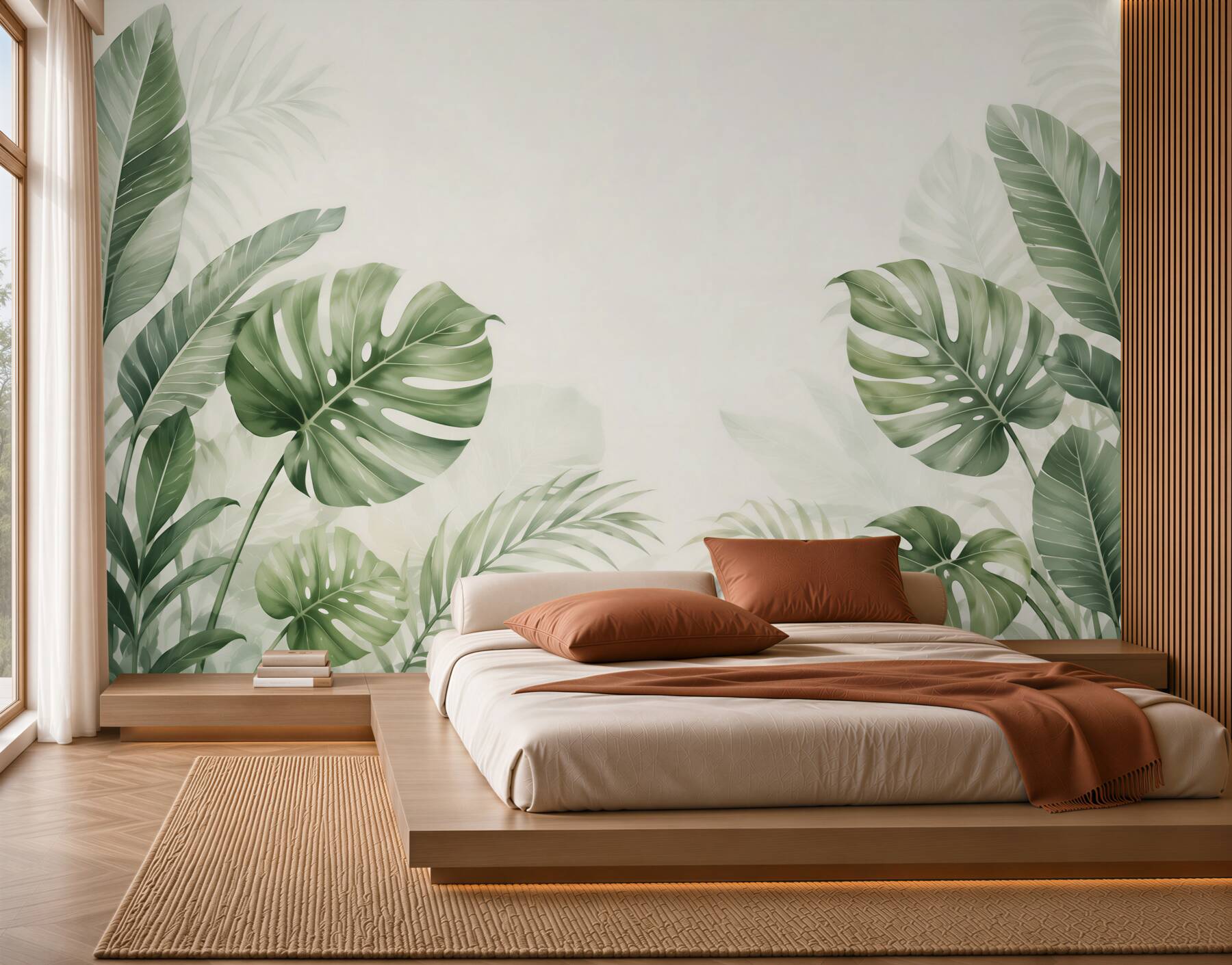 Fototapeta liście monstera i palmy zielone w stylu tropikalnym?v23