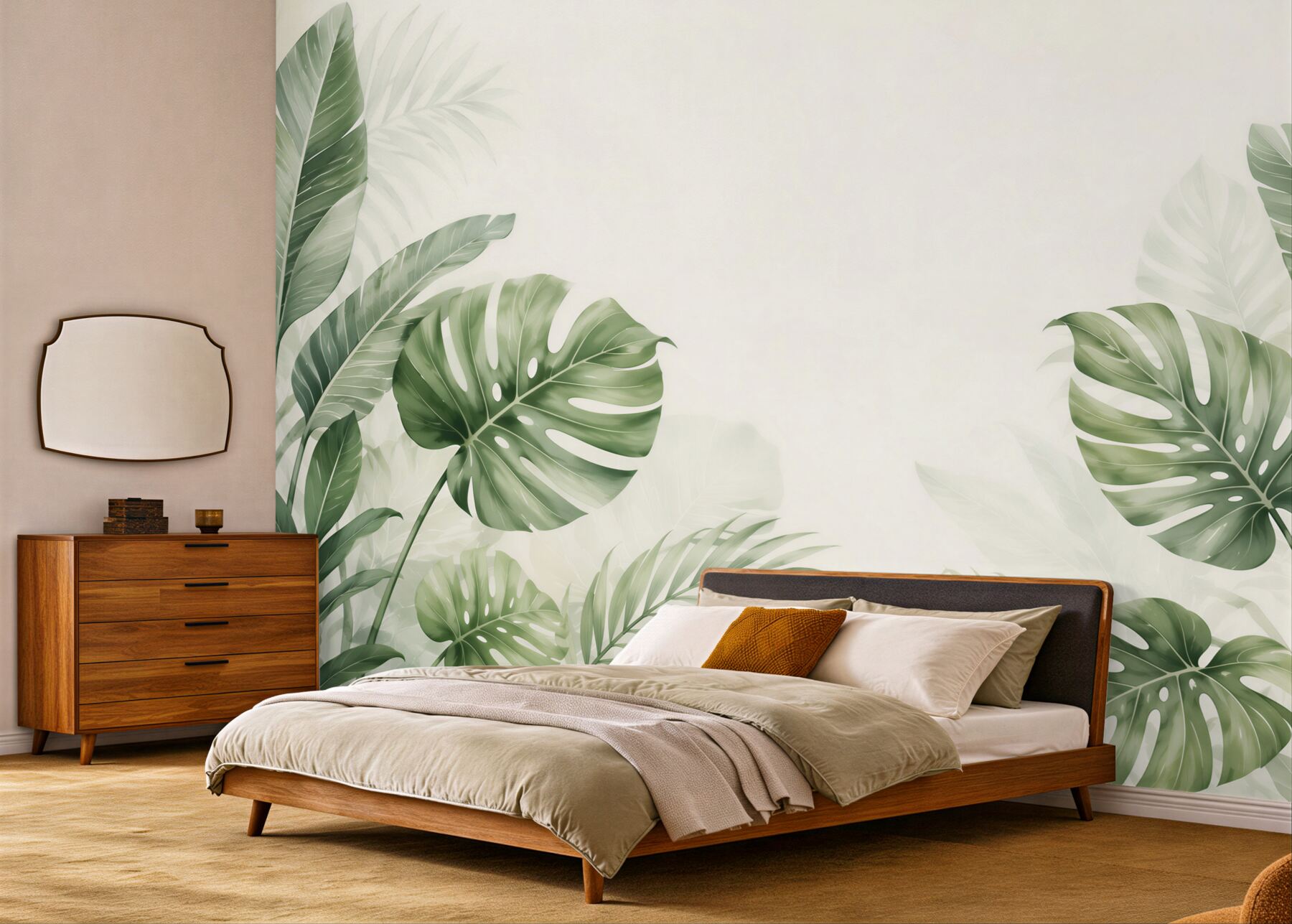 Fototapeta liście monstera i palmy zielone w stylu tropikalnym?v23