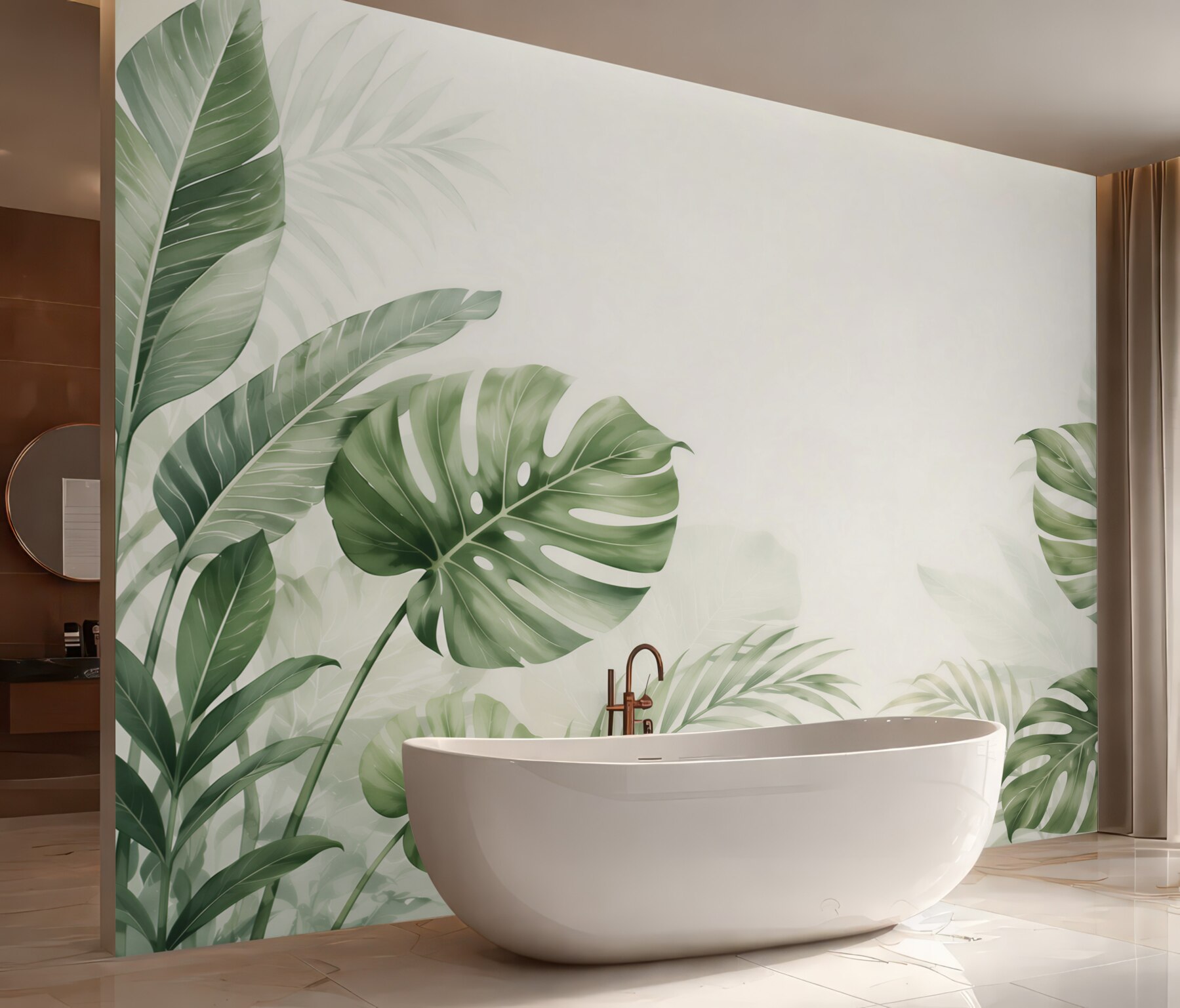 Fototapeta liście monstera i palmy zielone w stylu tropikalnym?v23