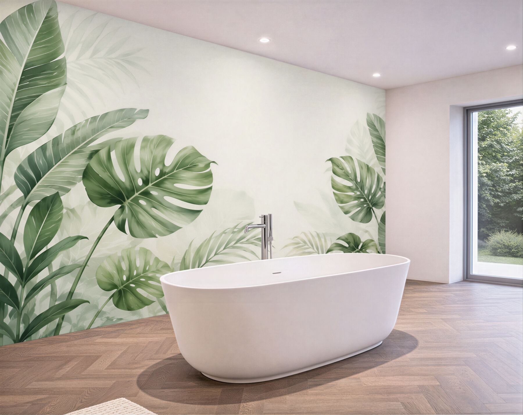 Fototapeta liście monstera i palmy zielone w stylu tropikalnym?v23