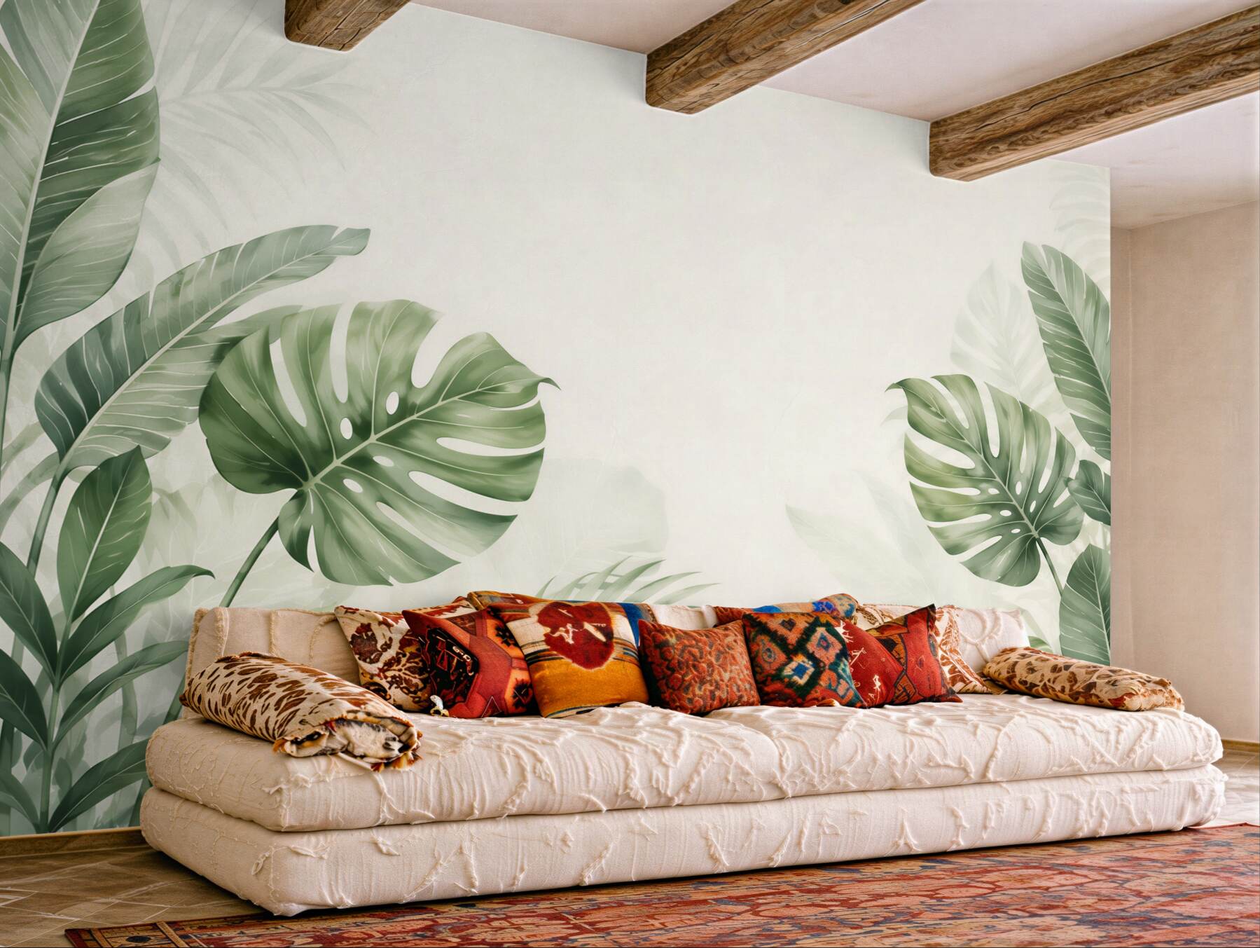 Fototapeta liście monstera i palmy zielone w stylu tropikalnym?v23