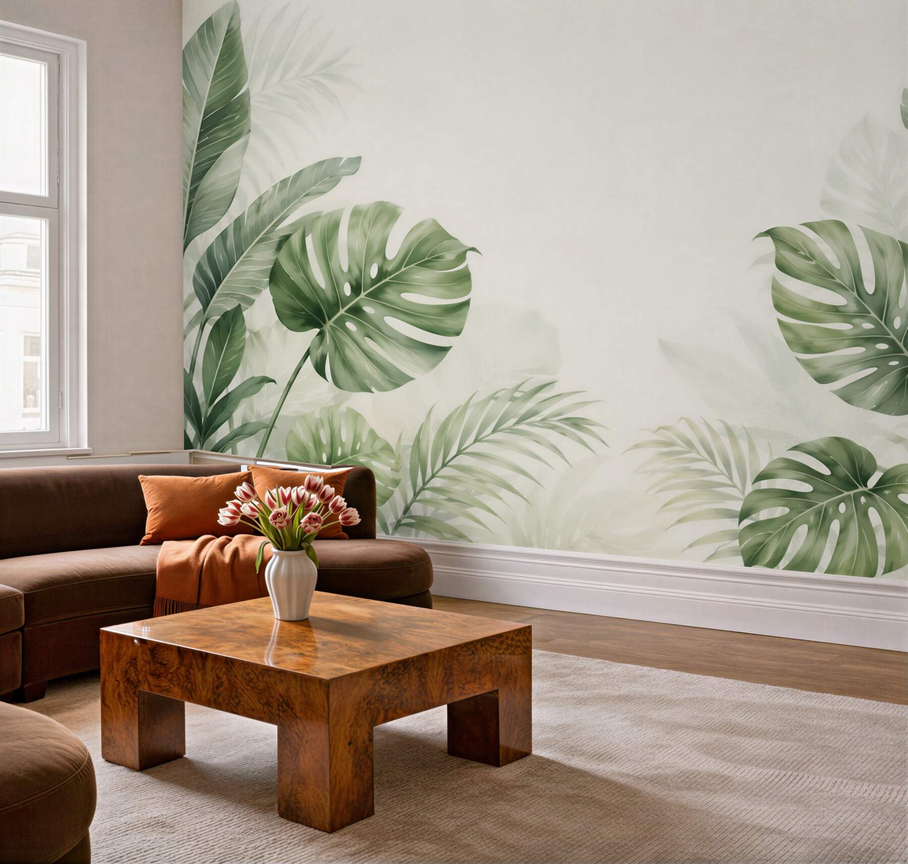 Fototapeta liście monstera i palmy zielone w stylu tropikalnym?v23