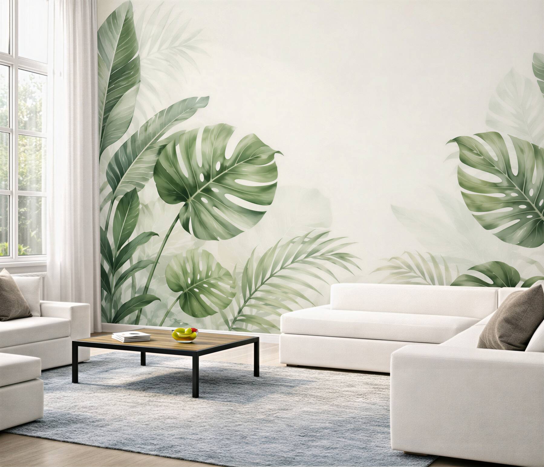 Fototapeta liście monstera i palmy zielone w stylu tropikalnym?v23