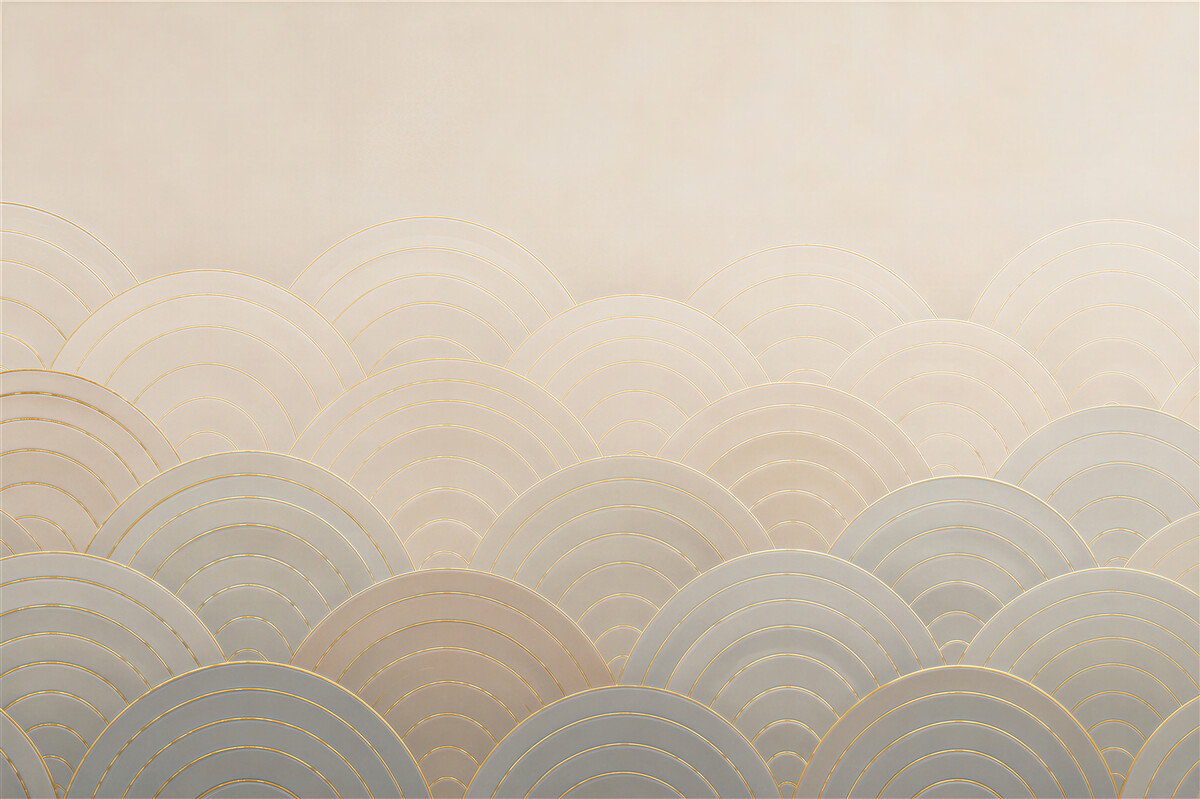 Fototapeta geometryczne łuki beżowe ze złotymi liniami art deco