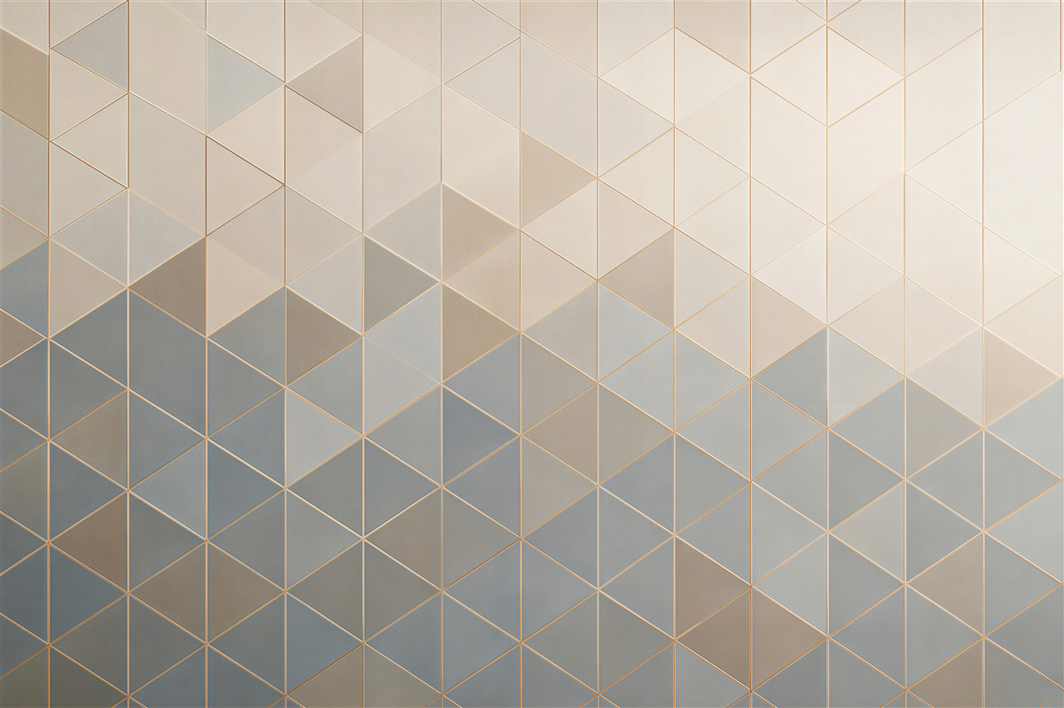 Fototapeta geometryczne trójkąty beżowo szare z delikatną złotą linią