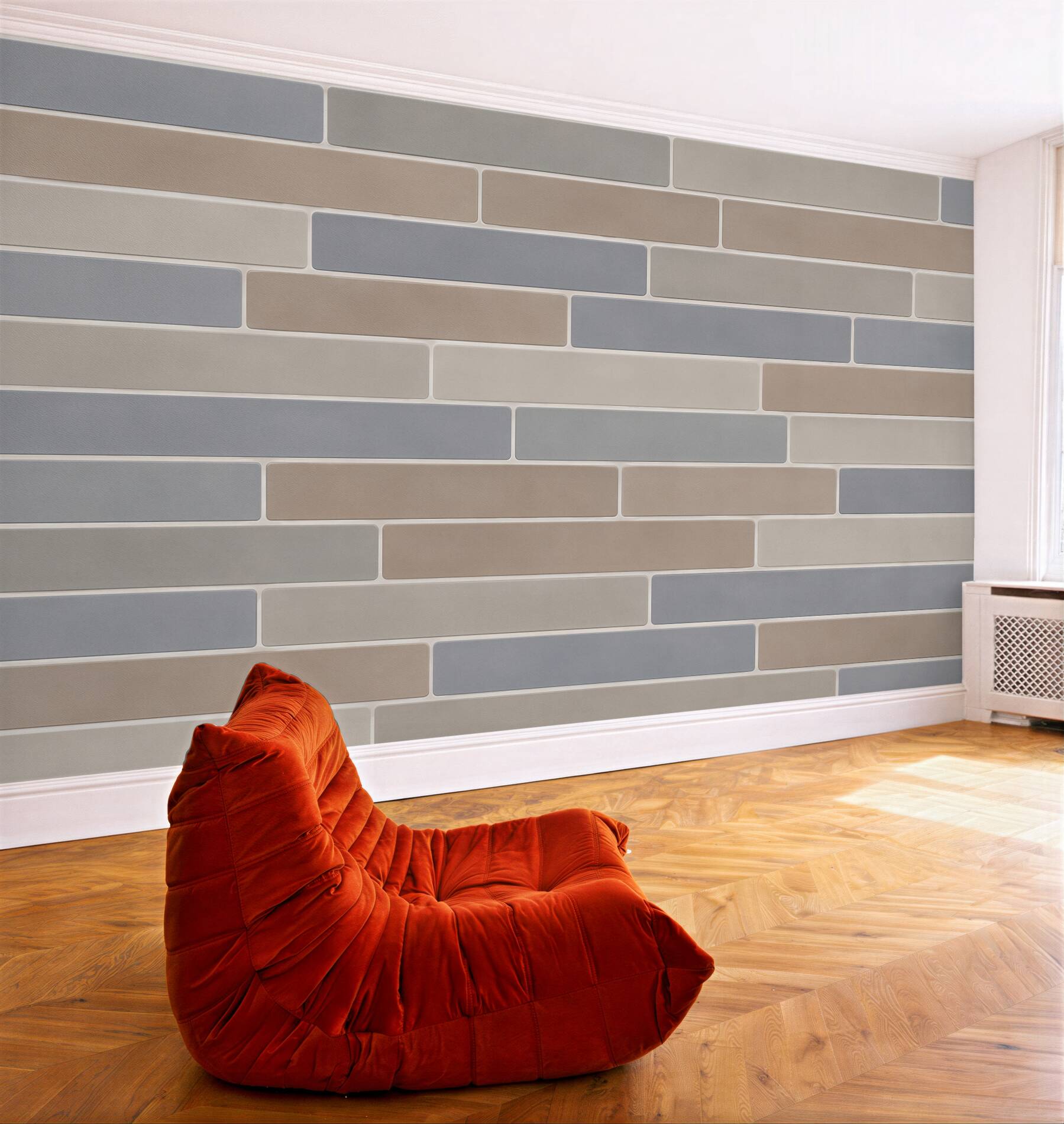 Fototapeta cegiełki 3D beżowo szare nowoczesny wzór ścienny?v23
