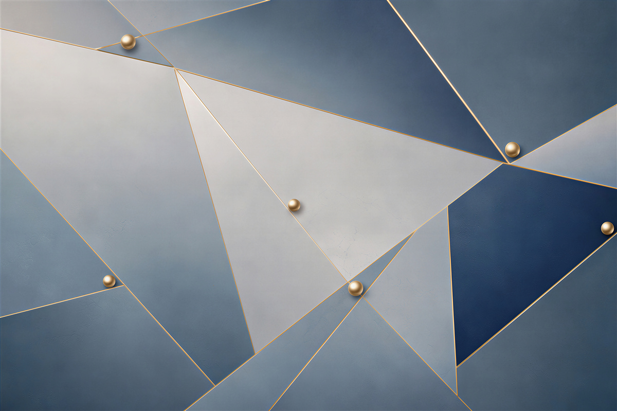 Fototapeta geometryczna granatowo szara ze złotymi liniami nowoczesna