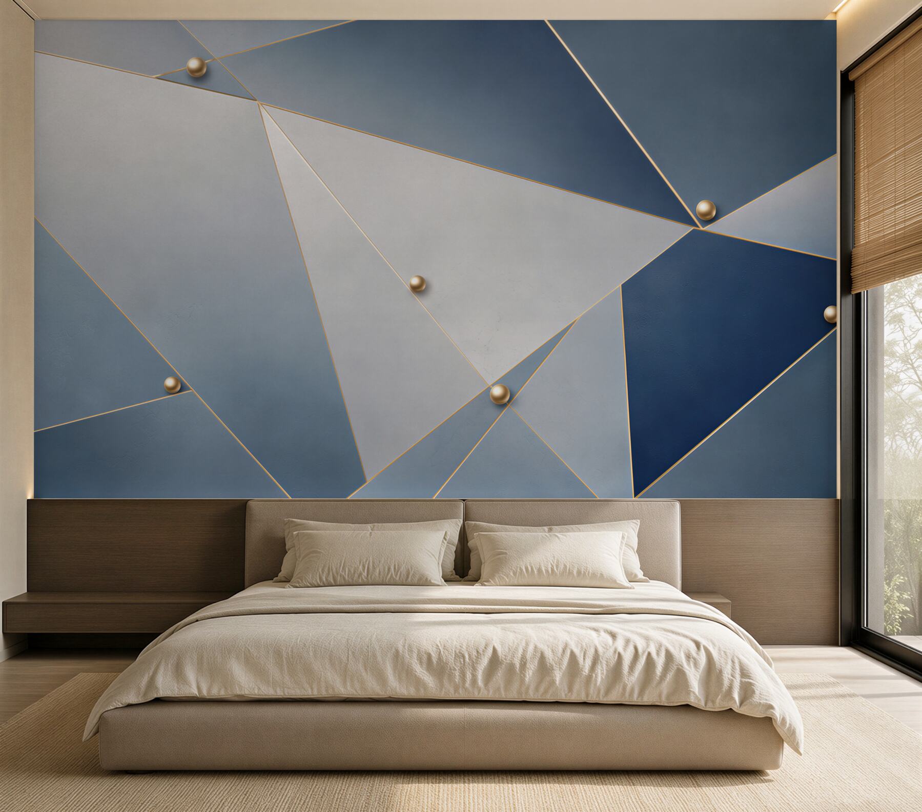 Fototapeta geometryczna granatowo szara ze złotymi liniami nowoczesna?v23