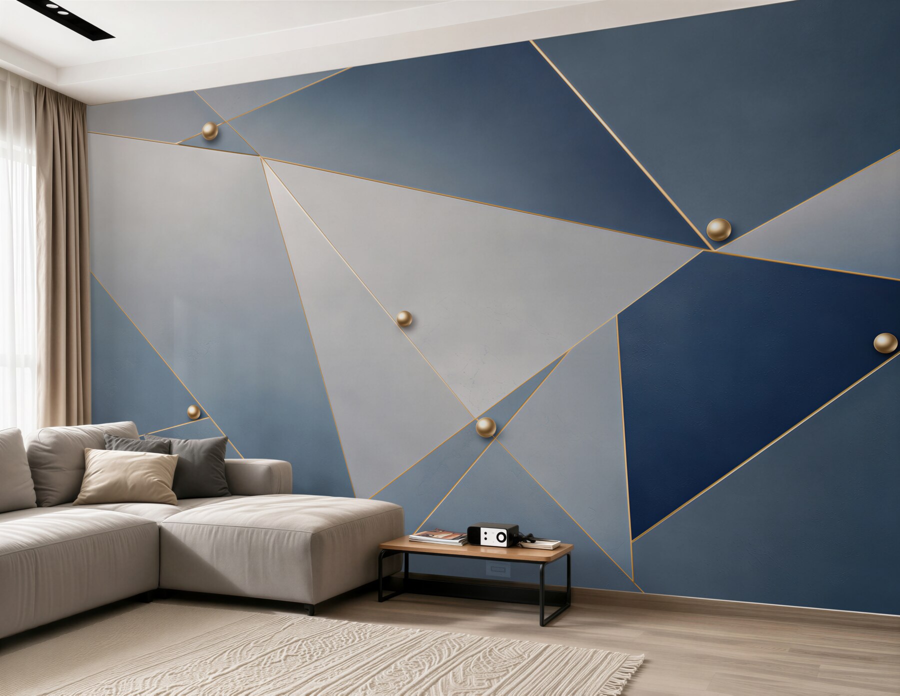 Fototapeta geometryczna granatowo szara ze złotymi liniami nowoczesna?v23