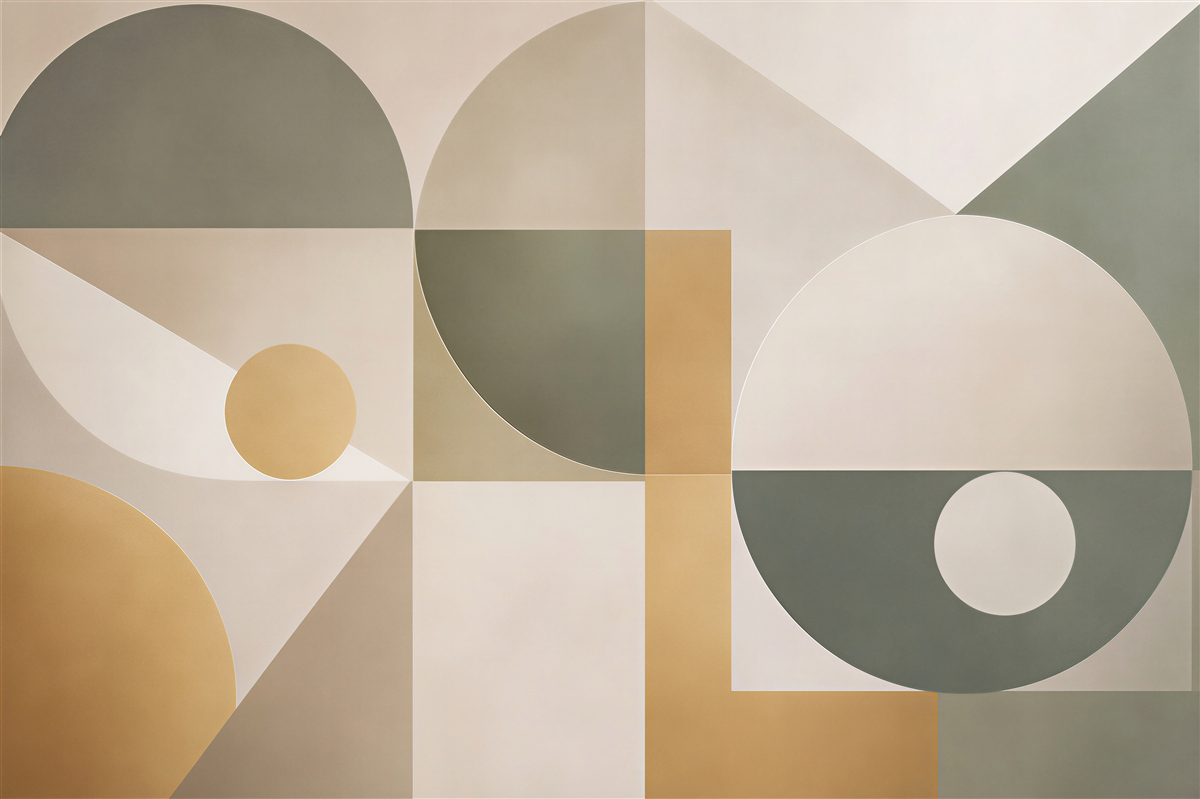 Fototapeta geometryczna abstrakcja w beżu zieleni i złocie nowoczesna