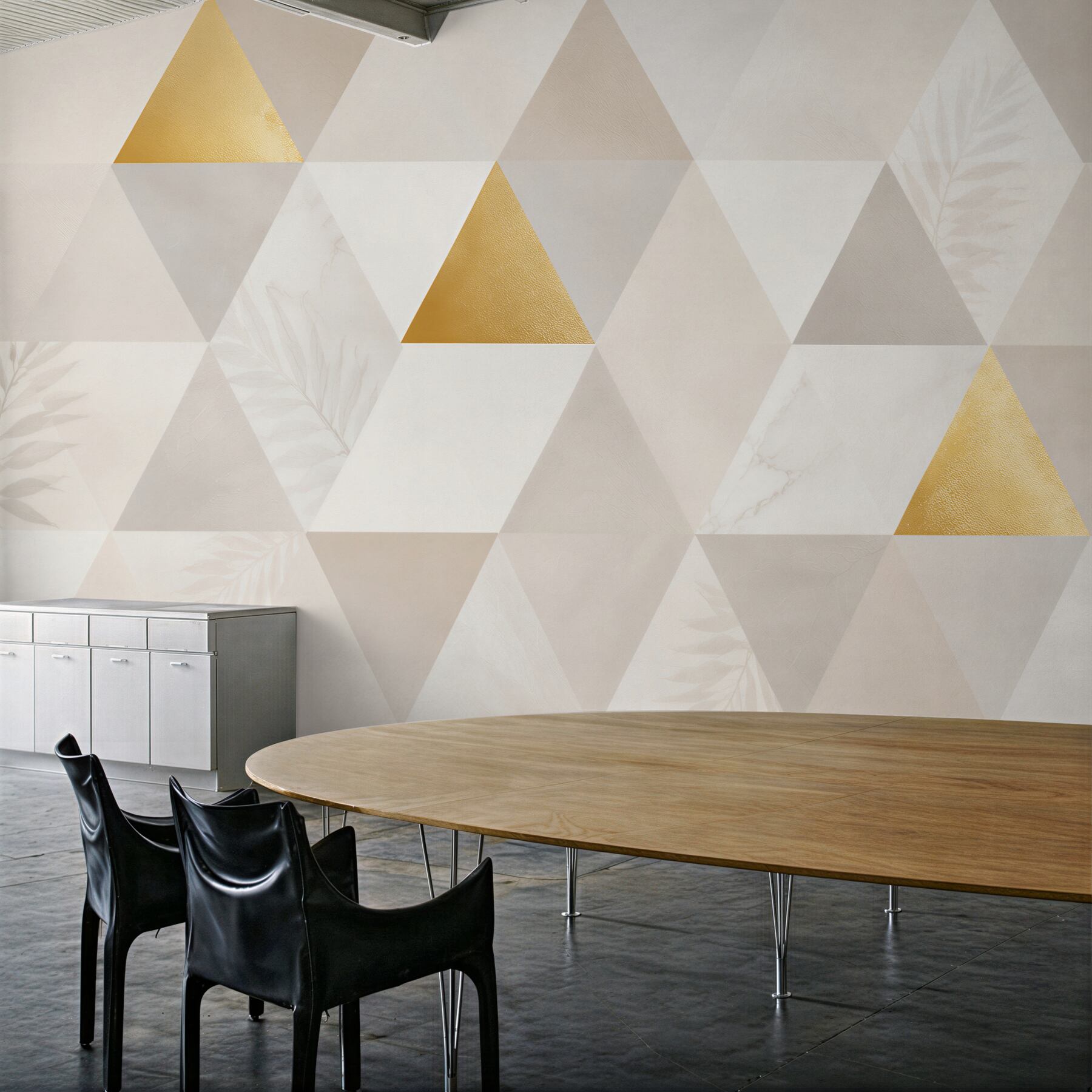 Fototapeta geometryczne trójkąty beżowo złote nowoczesna abstrakcja?v23