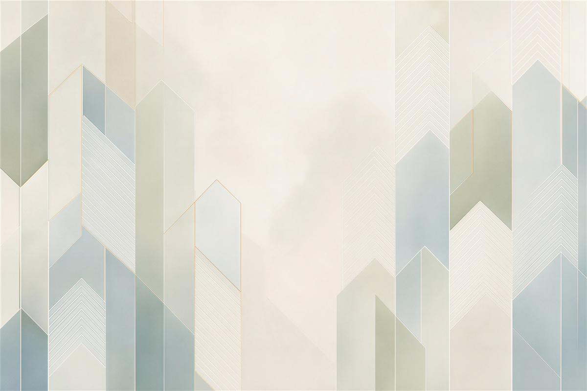 Fototapeta geometryczne pasy błękitno beżowe nowoczesny wzór art deco