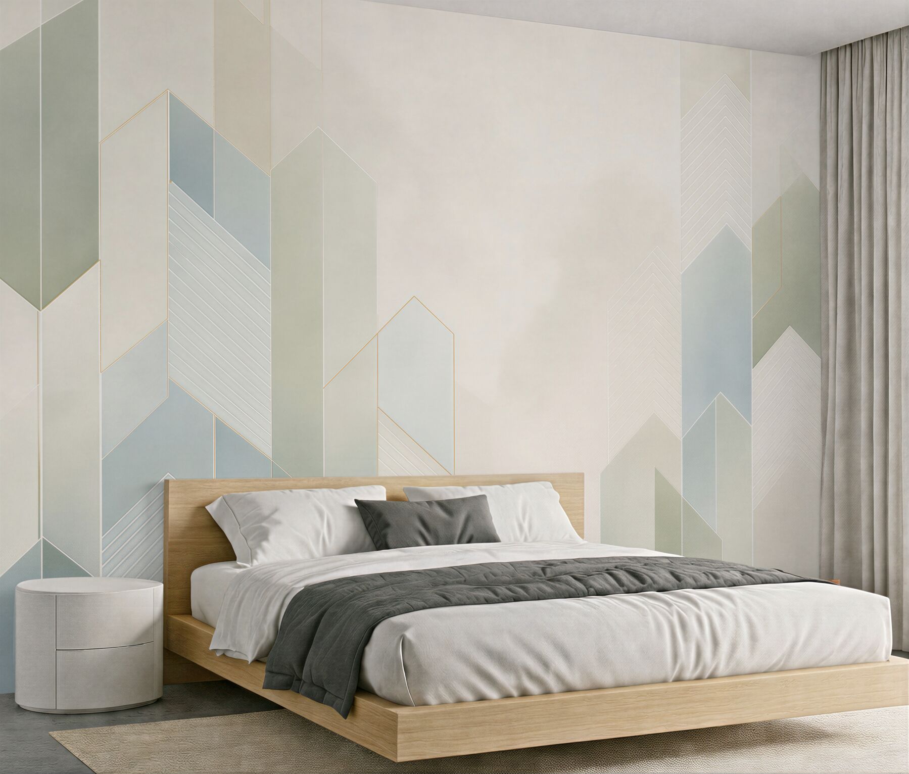Fototapeta geometryczne pasy błękitno beżowe nowoczesny wzór art deco?v23