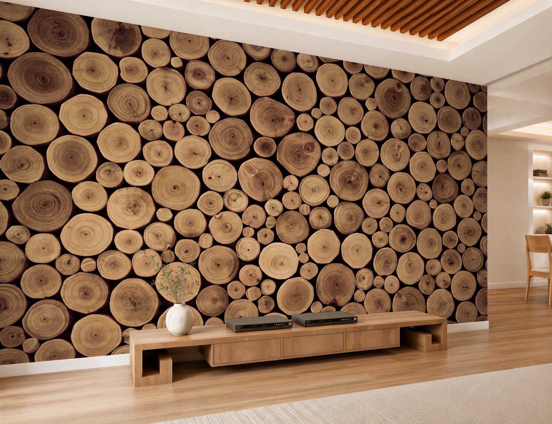 Fototapeta schludne okrągłe kłody drzew?v23