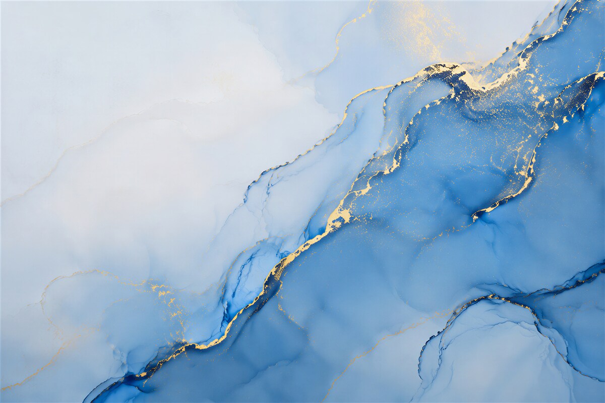 Fototapeta niebieskie fale ze złotem