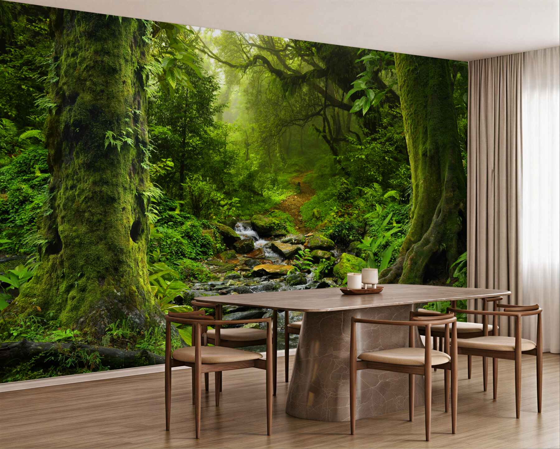 Fototapeta wodospad w środku lasu o świcie?v23