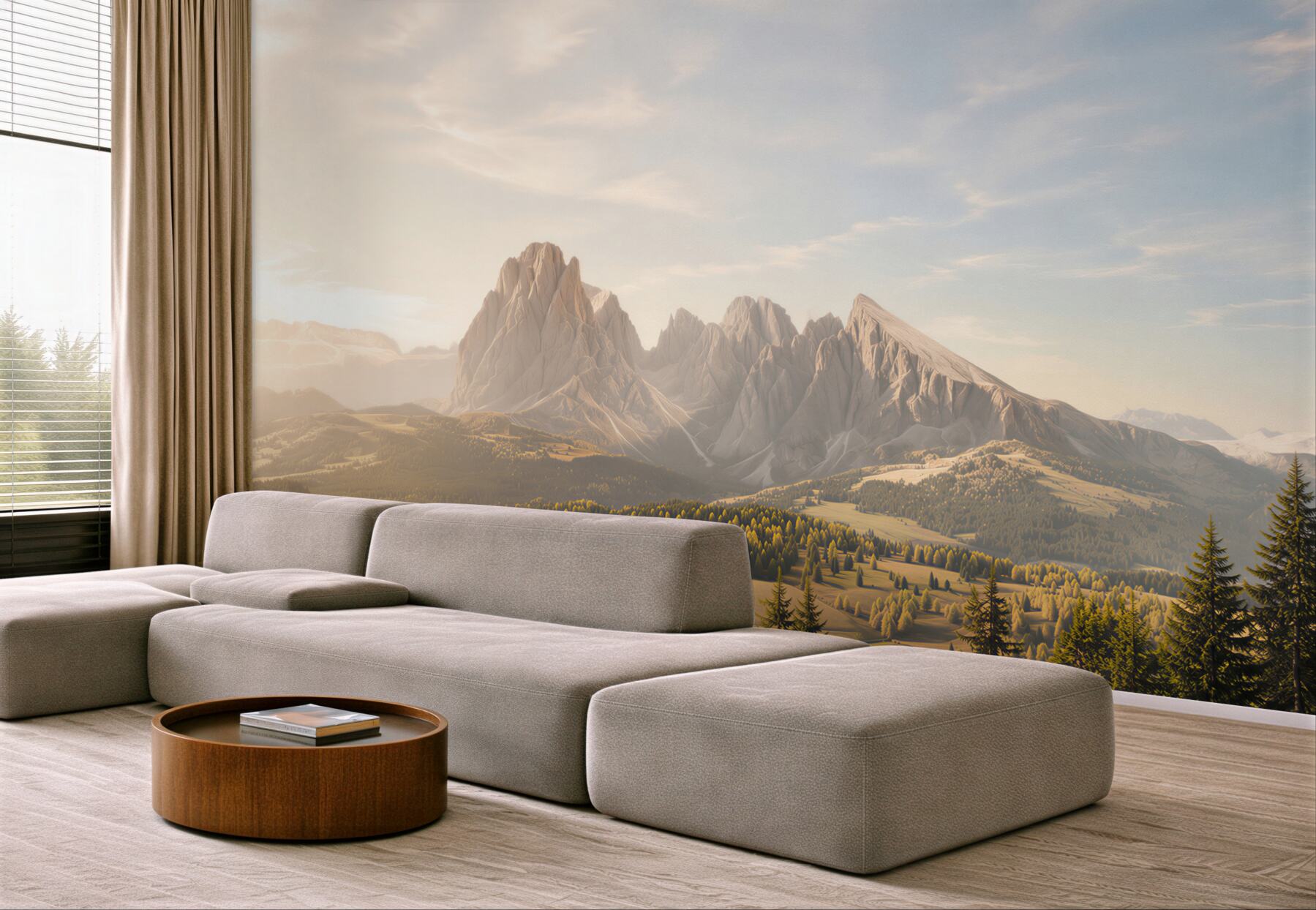 Fototapeta gęsty las i góry Langkofel?v23