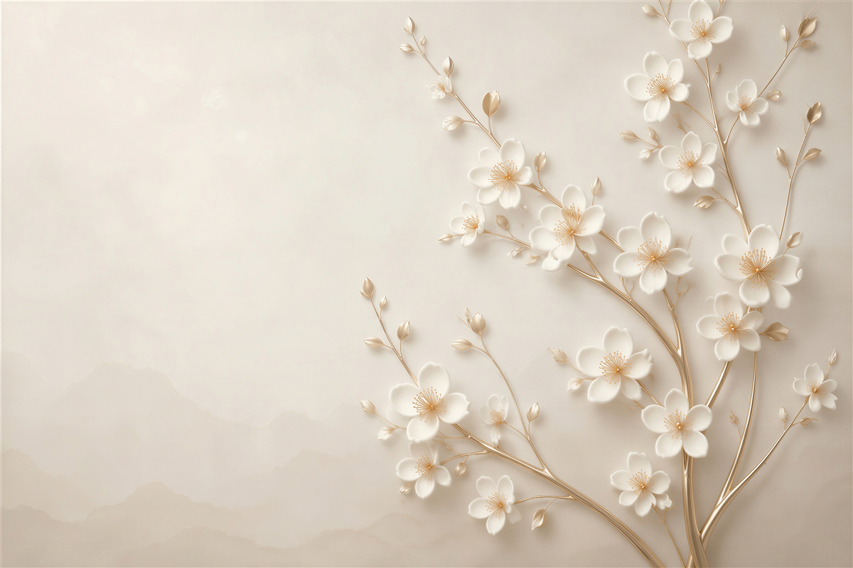 Fototapeta kilka gałęzi białych kwiatów magnolii